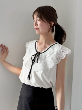【スナイデル/SNIDEL】 エンブロイダリーレースカラーブラウス人気、トレンドファッション・服の通販 founy(ファニー) ファッション Fashion レディースファッション Fashion for Women トップス・カットソー Cut & Sew Tops シャツ・ブラウス・オフィスカジュアル Elegant Blouses & Button-Ups ウェーブ Wavy Pattern エレガント 上品 Elegant シンプル Simple, Minimal ストレート Straight, Straight Cut とろみ Fluid, Flowy Fabric ダウン Down, Puffer デニム Denim, Jeans Material ドッキング Docking, Mixed Material リボン Ribbon, Bow レース Lace, Lace Fabric ロマンティック Romantic, Feminine Style おすすめ Recommended / Our Picks |ID:prp329100004654285