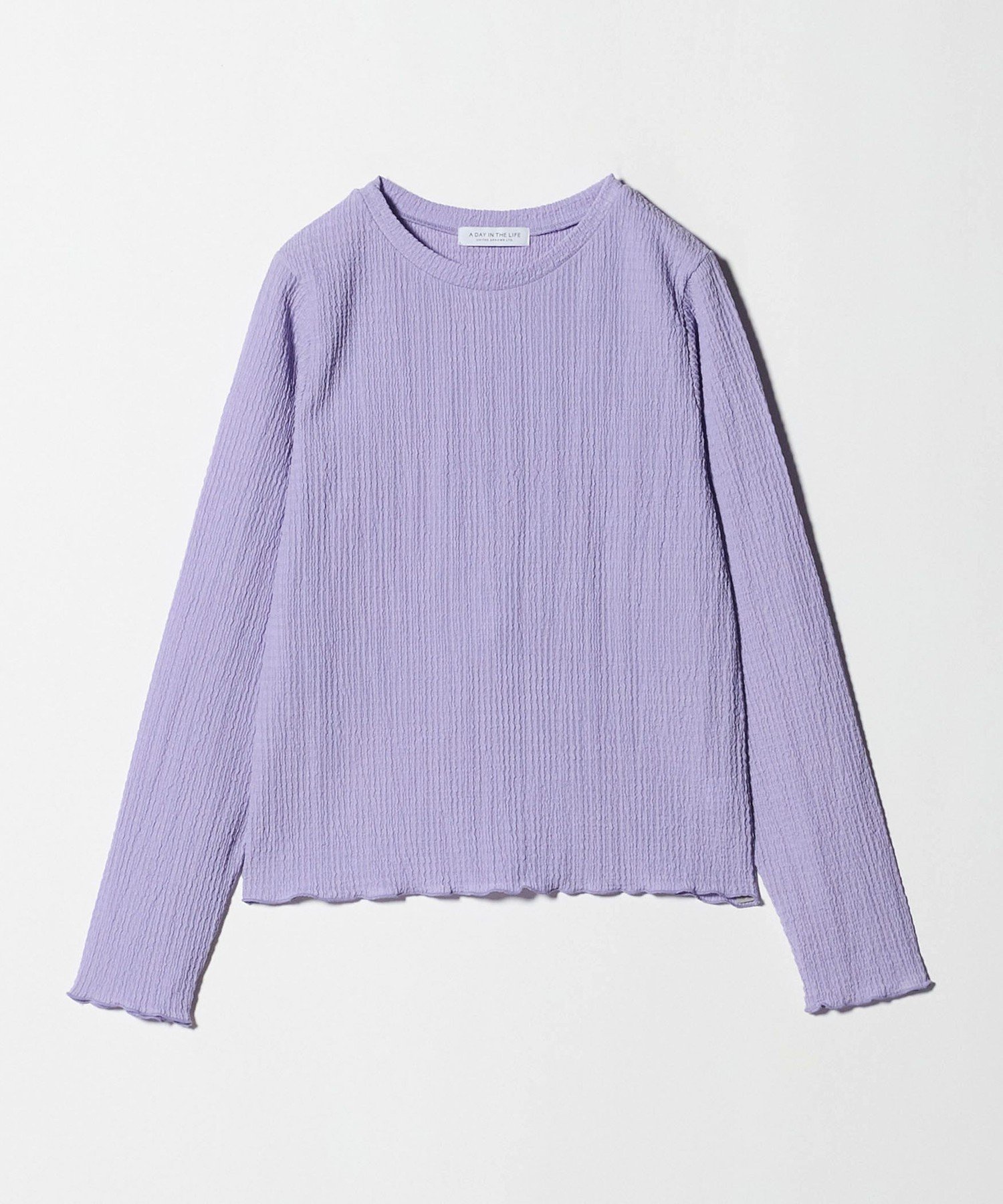 【ユナイテッドアローズ/UNITED ARROWS】のシャーリング クルーネックTシャツ A DAY IN THE LIFE インテリア・キッズ・メンズ・レディースファッション・服の通販 founy(ファニー) 　ファッション　Fashion　レディースファッション　Fashion for Women　トップス・カットソー　Cut & Sew Tops　シャツ・ブラウス・オフィスカジュアル　Elegant Blouses & Button-Ups　ロングTシャツ・Tシャツ　Longline T-Shirts & Tees　おすすめ　Recommended / Our Picks　インナー　Innerwear　カットソー　Cut and Sewn Top　コンパクト　Compact, Small Size　シャーリング　Shirring, Ruched　シンプル　Simple, Minimal　LILAC|ID: prp329100004654287 ipo3291000000033649332