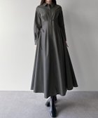 【ジュノア/JUNOAH】のmipiarl レースアップタックフレアシャツワンピース ダークグレー|ID: prp329100004654300 ipo3291000000033649508