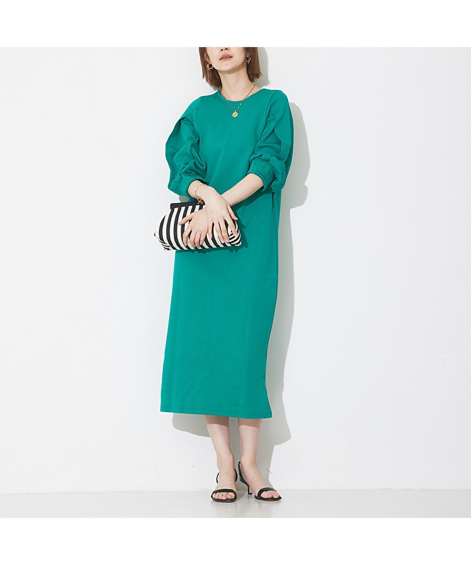 【ルージュヴィフラクレ/Rouge vif la cle】のボリュームスリーブダンボールワンピース 人気、トレンドファッション・服の通販 founy(ファニー) 　ファッション　Fashion　レディースファッション　Fashion for Women　ワンピース　Dresses　カットソー　Cut and Sewn Top　スリーブ　Sleeve, Long Sleeve / Short Sleeve　別注　Limited Edition, Custom Order　 other-1|ID: prp329100004654324 ipo3291000000033649819