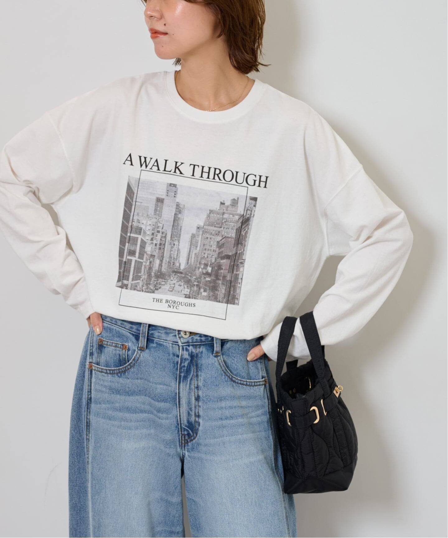 【ジャーナルスタンダード レリューム/JOURNAL STANDARD relume】の25AW新作 シティフォトロングスリーブTee インテリア・キッズ・メンズ・レディースファッション・服の通販 founy(ファニー) 　ファッション　Fashion　レディースファッション　Fashion for Women　2025年　2025　2025-2026秋冬・A/W　Autumn/Winter 2025–26 AW25–26　インナー　Innerwear　ショルダー　Shoulder, Shoulder Strap　ジャケット　Jacket, Outerwear　スリーブ　Sleeve, Long Sleeve / Short Sleeve　ドロップ　Drop Shoulder, Dropped Style　プリント　Print, Printed Pattern　ロング　Long, Long-Length　ホワイト|ID: prp329100004654366 ipo3291000000033849088
