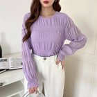【ココモモ/COCOMOMO】の【新色登場!】 透け感シャーリング ブラウス シフォン フリル ラウンドネック 人気、トレンドファッション・服の通販 founy(ファニー) ファッション Fashion レディースファッション Fashion for Women トップス・カットソー Cut & Sew Tops シャツ・ブラウス・オフィスカジュアル Elegant Blouses & Button-Ups シアー Sheer, See-Through シフォン Chiffon, Lightweight Fabric シャーリング Shirring, Ruched フリル Frill, Ruffle ラウンド Round, Round Neck thumbnail パープル|ID: prp329100004655745 ipo3291000000034246974