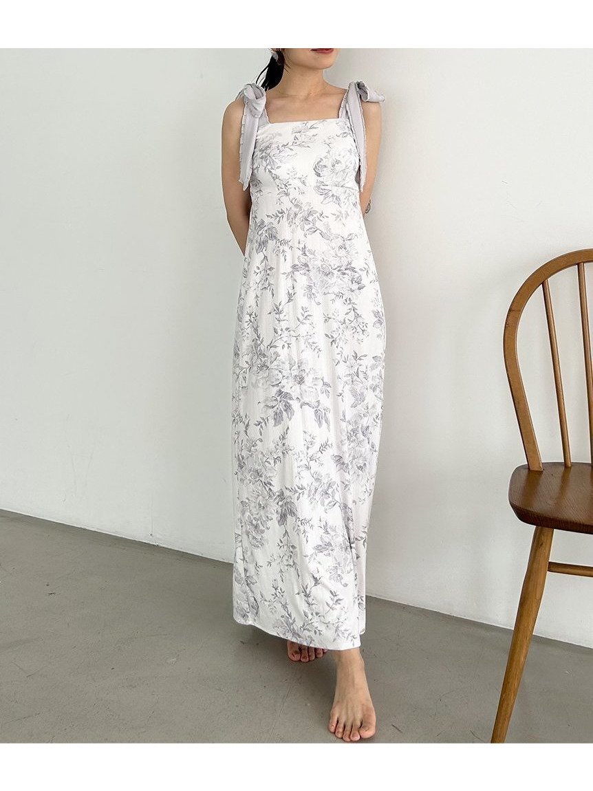 【スナイデル ホーム/SNIDEL HOME】のショルダーリボンカットワンピース インテリア・キッズ・メンズ・レディースファッション・服の通販 founy(ファニー) 　ファッション　Fashion　レディースファッション　Fashion for Women　ワンピース　Dresses　おすすめ　Recommended / Our Picks　オレンジ　Orange　カットソー　Cut and Sewn Top　カーディガン　Cardigan, Knitwear　ショルダー　Shoulder, Shoulder Strap　ドット　Polka Dot, Dot Pattern　フラワー　Flower, Floral　フレア　Flare, Flared　プリント　Print, Printed Pattern　リボン　Ribbon, Bow　ロマンティック　Romantic, Feminine Style　ロング　Long, Long-Length　ヴィンテージ　Vintage Style　LGRY[005]|ID: prp329100004655776 ipo3291000000033674308