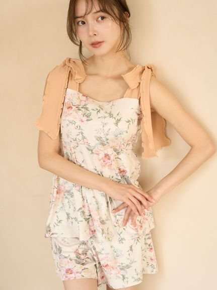 【スナイデル ホーム/SNIDEL HOME】のショルダーリボンカットセットアップ インテリア・キッズ・メンズ・レディースファッション・服の通販 founy(ファニー) 　ファッション　Fashion　レディースファッション　Fashion for Women　セットアップ　Matching Sets　おすすめ　Recommended / Our Picks　オレンジ　Orange　カットソー　Cut and Sewn Top　カーディガン　Cardigan, Knitwear　キャミソール　Camisole, Spaghetti Strap Top　ショルダー　Shoulder, Shoulder Strap　ショート　Short, Short Length　セットアップ　Set-Up, Coordinated Outfit　ドット　Polka Dot, Dot Pattern　フラワー　Flower, Floral　フレア　Flare, Flared　プリント　Print, Printed Pattern　リボン　Ribbon, Bow　ロマンティック　Romantic, Feminine Style　ヴィンテージ　Vintage Style　ORG[051]|ID: prp329100004655777 ipo3291000000033674325