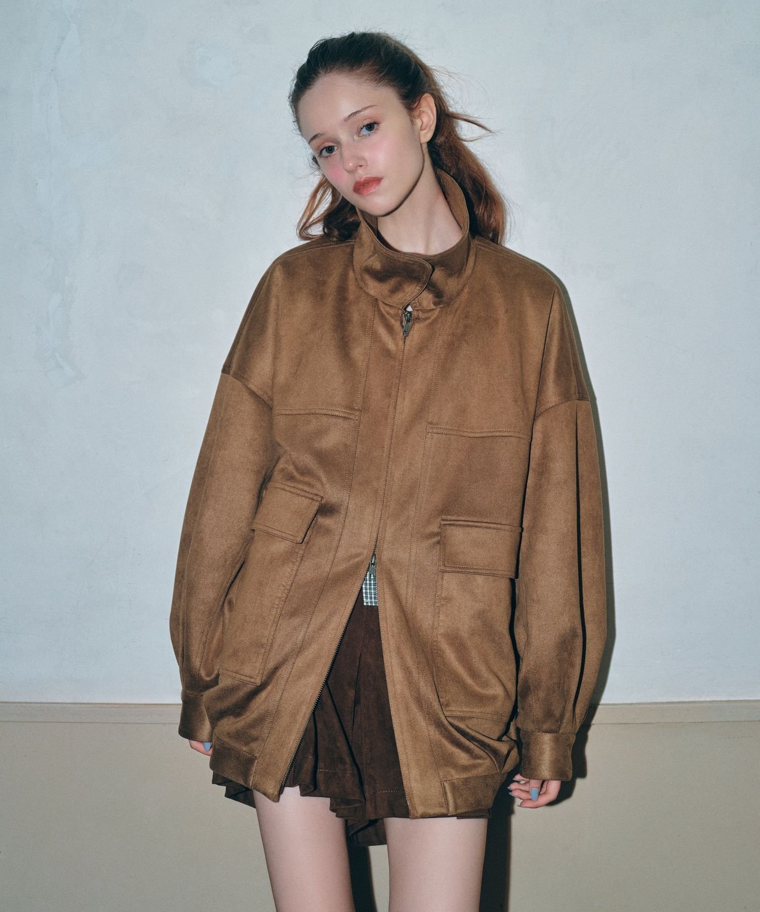 【ヘザー/Heather】のフェイクレザーBIGブルゾン2 インテリア・キッズ・メンズ・レディースファッション・服の通販 founy(ファニー) 　ファッション　Fashion　レディースファッション　Fashion for Women　アウター　Coat / Outerwear Collection　ブルゾンジャケット・スポーティアウター　Blouson Jackets　おすすめ　Recommended / Our Picks　スタンド　Stand Collar, Upright Stand　スリーブ　Sleeve, Long Sleeve / Short Sleeve　ダブル　Double, Double-Breasted　トレンド　Trend, Trending Now　フェイクレザー　Faux Leather, PU Leather　フェミニン　Feminine, Girly　ブルゾン　Blouson, Bomber Jacket　ポケット　Pocket, Pocket Detail　今季　This Season, Current Season　キャメルスウェード|ID: prp329100004655796 ipo3291000000034500774