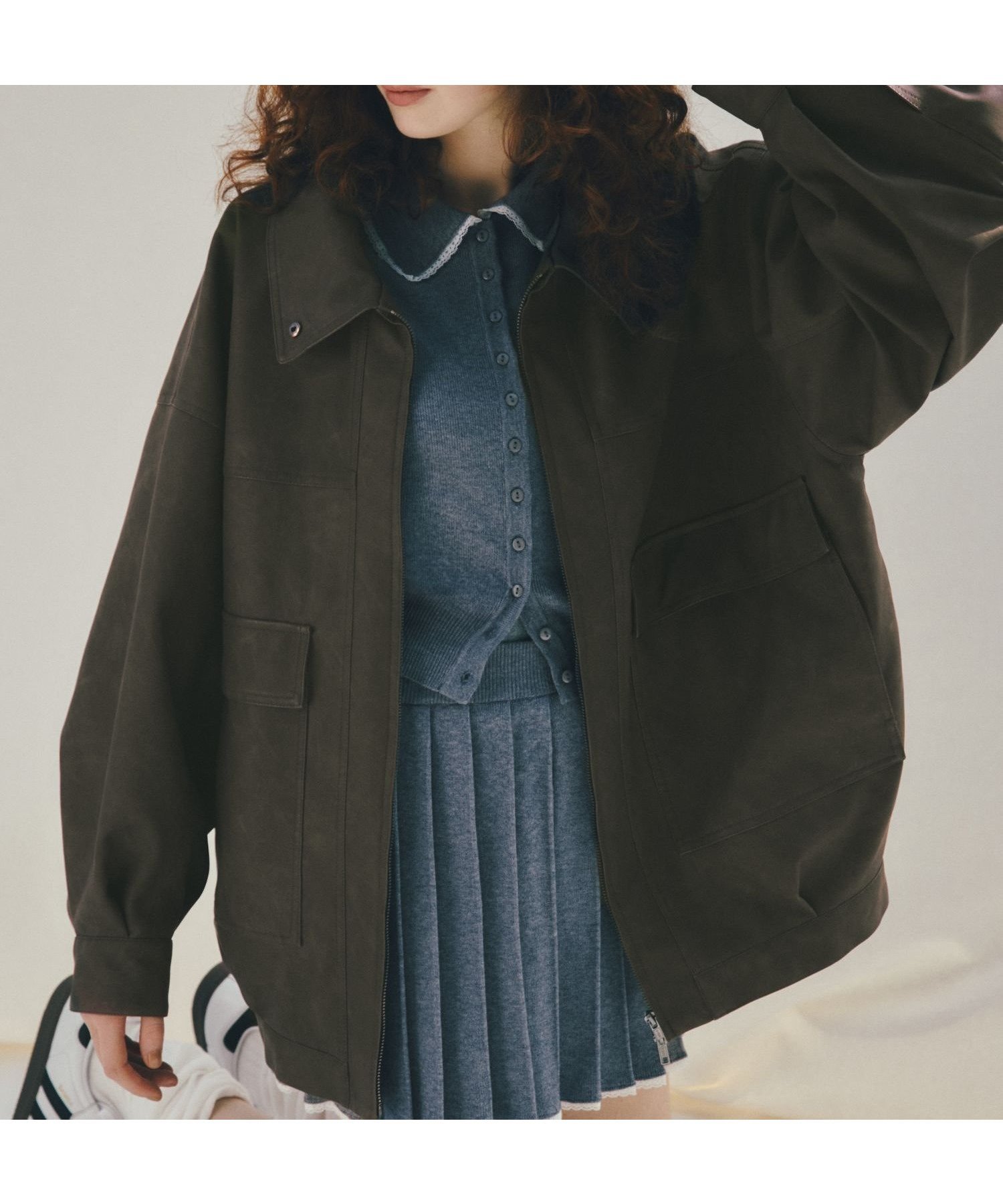 【ヘザー/Heather】のフェイクレザーBIGブルゾン2 インテリア・キッズ・メンズ・レディースファッション・服の通販 founy(ファニー) 　ファッション　Fashion　レディースファッション　Fashion for Women　アウター　Coat / Outerwear Collection　ブルゾンジャケット・スポーティアウター　Blouson Jackets　おすすめ　Recommended / Our Picks　スタンド　Stand Collar, Upright Stand　スリーブ　Sleeve, Long Sleeve / Short Sleeve　ダブル　Double, Double-Breasted　トレンド　Trend, Trending Now　フェイクレザー　Faux Leather, PU Leather　フェミニン　Feminine, Girly　ブルゾン　Blouson, Bomber Jacket　ポケット　Pocket, Pocket Detail　今季　This Season, Current Season　ブラウン|ID: prp329100004655796 ipo3291000000034500775