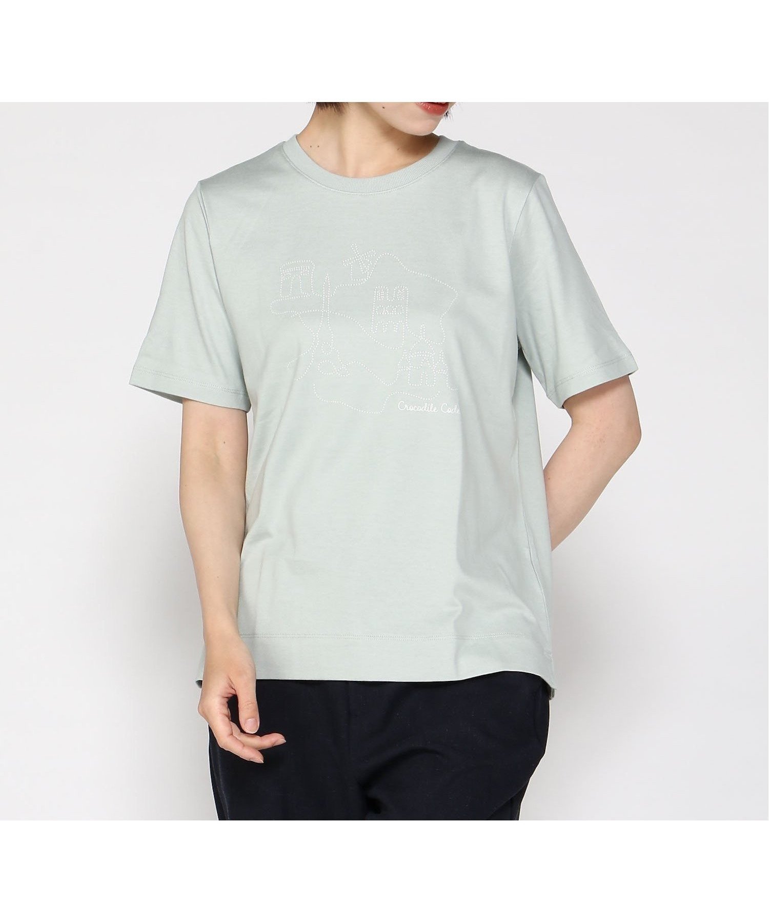 【クロコダイル/CROCODILE】のマップ プリント Tシャツ インテリア・キッズ・メンズ・レディースファッション・服の通販 founy(ファニー) 　ファッション　Fashion　レディースファッション　Fashion for Women　トップス・カットソー　Cut & Sew Tops　シャツ・ブラウス・オフィスカジュアル　Elegant Blouses & Button-Ups　ロングTシャツ・Tシャツ　Longline T-Shirts & Tees　グラフィック　Graphic, Graphic Design　ドット　Polka Dot, Dot Pattern　フランス　France, French　プリント　Print, Printed Pattern　ライトグリーン|ID: prp329100004655810 ipo3291000000033899638