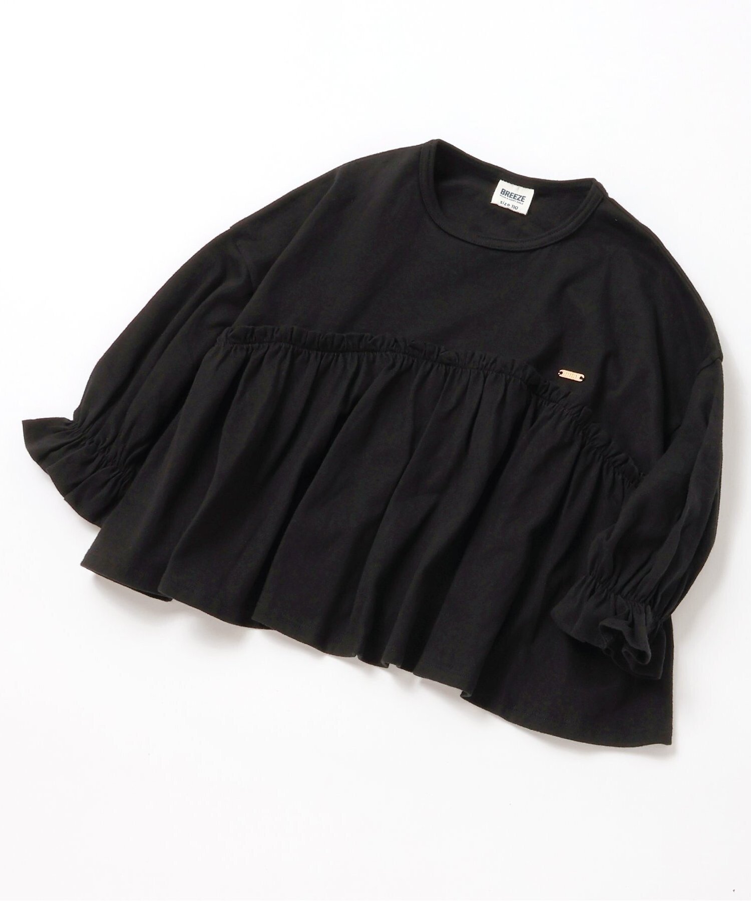 【エフオー オンラインストア/F.O.Online Store / KIDS】のペプラムロンT インテリア・キッズ・メンズ・レディースファッション・服の通販 founy(ファニー) 　ファッション　Fashion　キッズファッション　Fashion for Kids　ペプラム　Peplum, Flared Hem　人気　Popular, Best Seller　長袖　Long Sleeve, Full Sleeve　ブラック|ID: prp329100004655867 ipo3291000000033902488