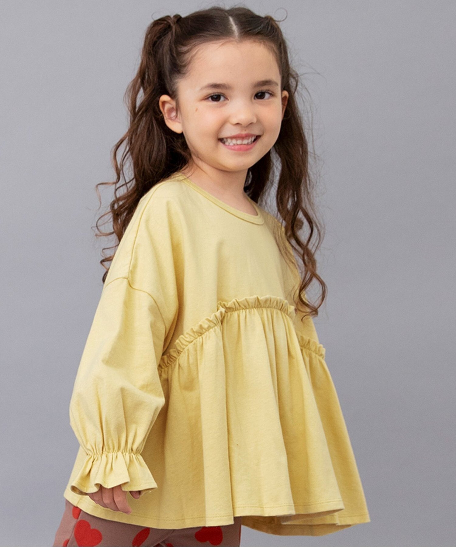 【エフオー オンラインストア/F.O.Online Store / KIDS】のペプラムロンT インテリア・キッズ・メンズ・レディースファッション・服の通販 founy(ファニー) 　ファッション　Fashion　キッズファッション　Fashion for Kids　ペプラム　Peplum, Flared Hem　人気　Popular, Best Seller　長袖　Long Sleeve, Full Sleeve　イエロー|ID: prp329100004655867 ipo3291000000033902494