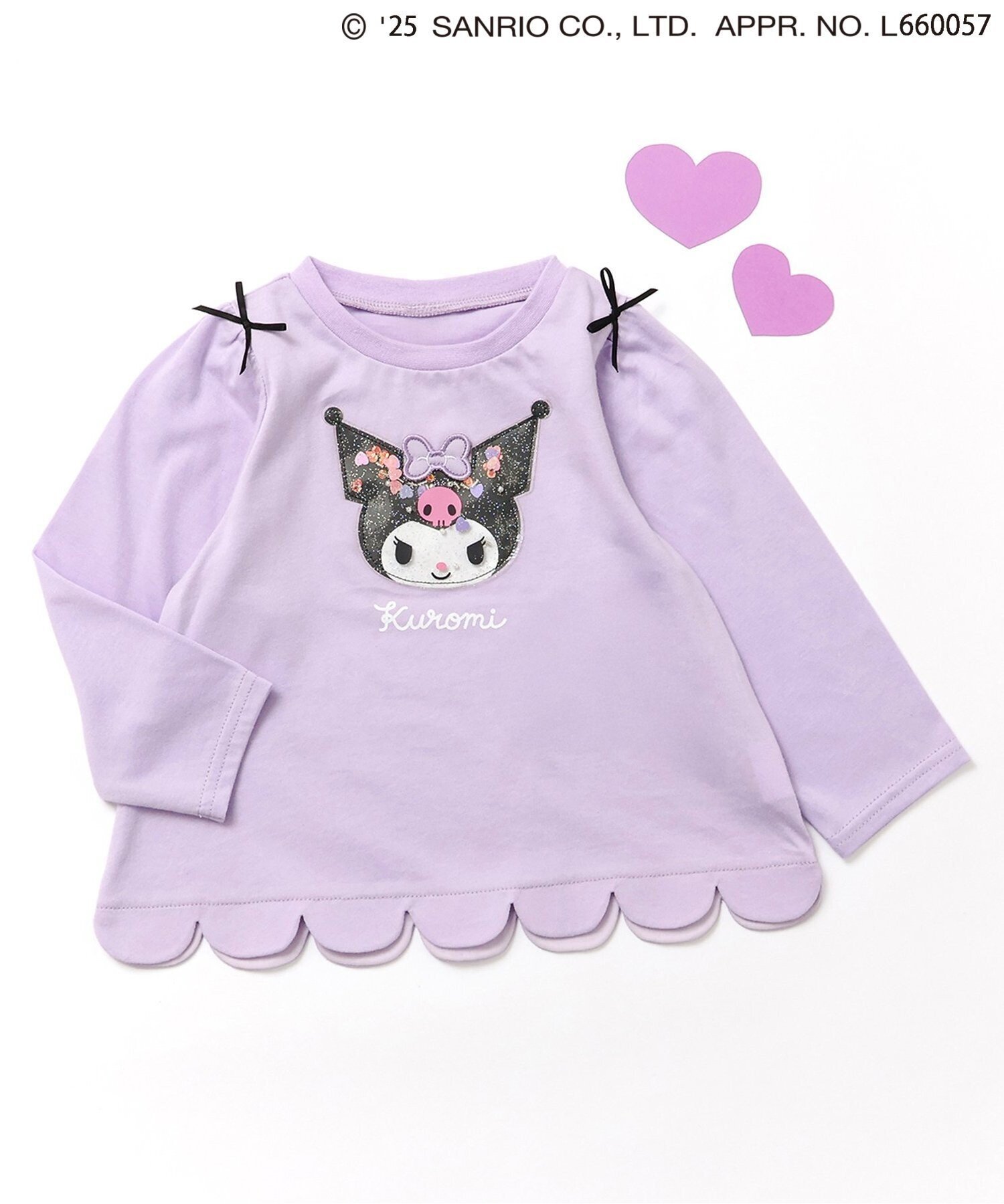 【エフオー オンラインストア/F.O.Online Store / KIDS】のサンリオキャラクターズスカラップTシャツ インテリア・キッズ・メンズ・レディースファッション・服の通販 founy(ファニー) ファッション Fashion キッズファッション Fashion for Kids 秋 Autumn キャラクター Character, Licensed Characters コレクション Collection, Seasonal Line シンプル Simple, Minimal スカラップ Scallop, Scalloped Edge タンブラー Tumbler, Travel Mug 長袖 Long Sleeve, Full Sleeve プリント Print, Printed Pattern ボトム Bottoms, Lower Wear リボン Ribbon, Bow ラベンダー|ID: prp329100004655868 ipo3291000000034720738