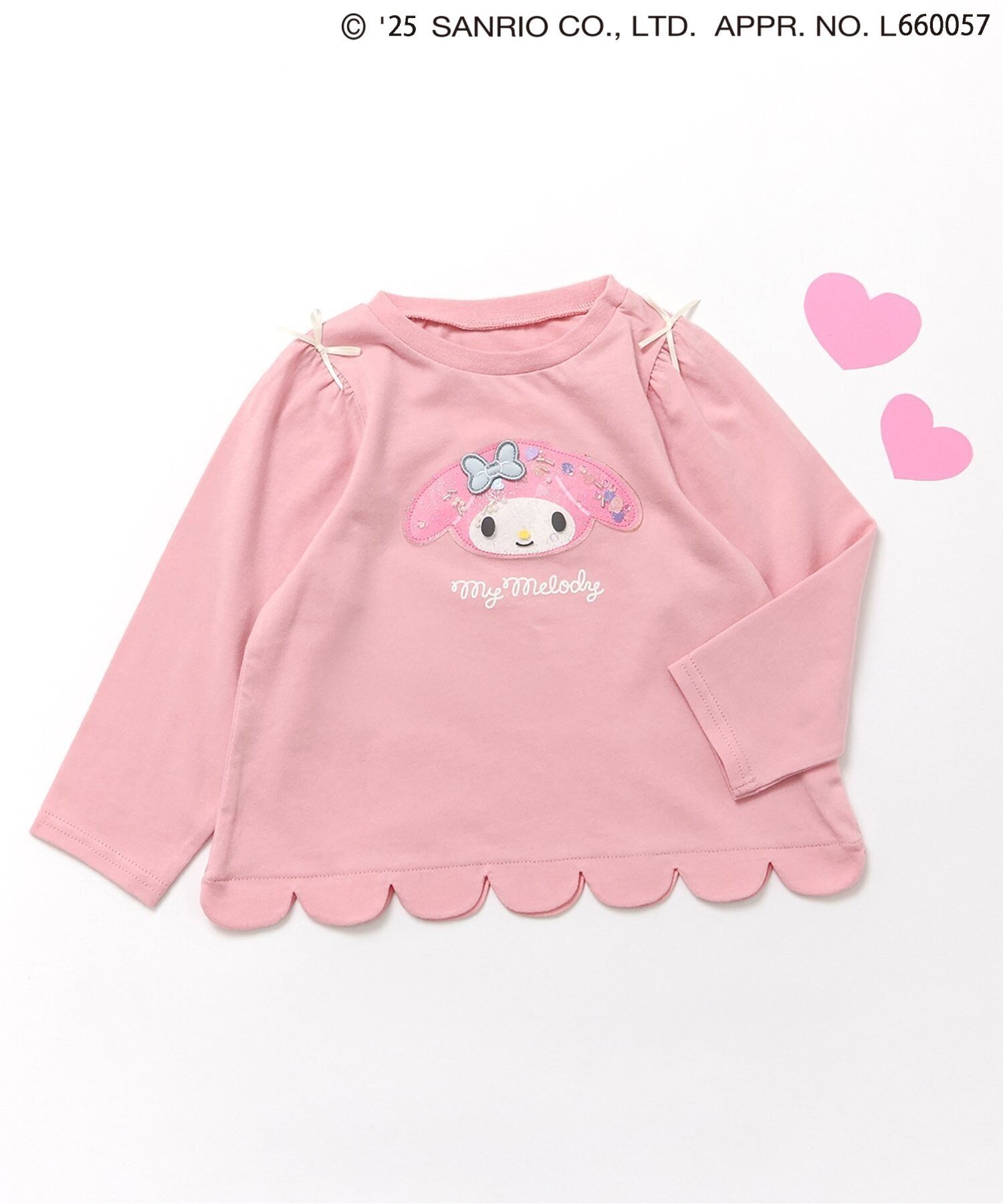 【エフオー オンラインストア/F.O.Online Store / KIDS】のサンリオキャラクターズスカラップTシャツ インテリア・キッズ・メンズ・レディースファッション・服の通販 founy(ファニー) ファッション Fashion キッズファッション Fashion for Kids 秋 Autumn キャラクター Character, Licensed Characters コレクション Collection, Seasonal Line シンプル Simple, Minimal スカラップ Scallop, Scalloped Edge タンブラー Tumbler, Travel Mug 長袖 Long Sleeve, Full Sleeve プリント Print, Printed Pattern ボトム Bottoms, Lower Wear リボン Ribbon, Bow ピンク|ID: prp329100004655868 ipo3291000000034720739