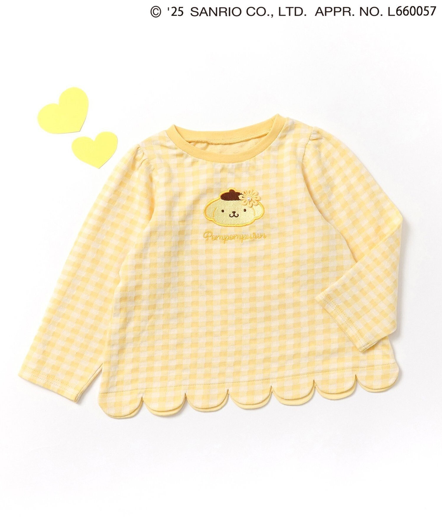 【エフオー オンラインストア/F.O.Online Store / KIDS】のサンリオキャラクターズスカラップTシャツ インテリア・キッズ・メンズ・レディースファッション・服の通販 founy(ファニー) ファッション Fashion キッズファッション Fashion for Kids 秋 Autumn キャラクター Character, Licensed Characters コレクション Collection, Seasonal Line シンプル Simple, Minimal スカラップ Scallop, Scalloped Edge タンブラー Tumbler, Travel Mug 長袖 Long Sleeve, Full Sleeve プリント Print, Printed Pattern ボトム Bottoms, Lower Wear リボン Ribbon, Bow イエロー|ID: prp329100004655868 ipo3291000000034720744