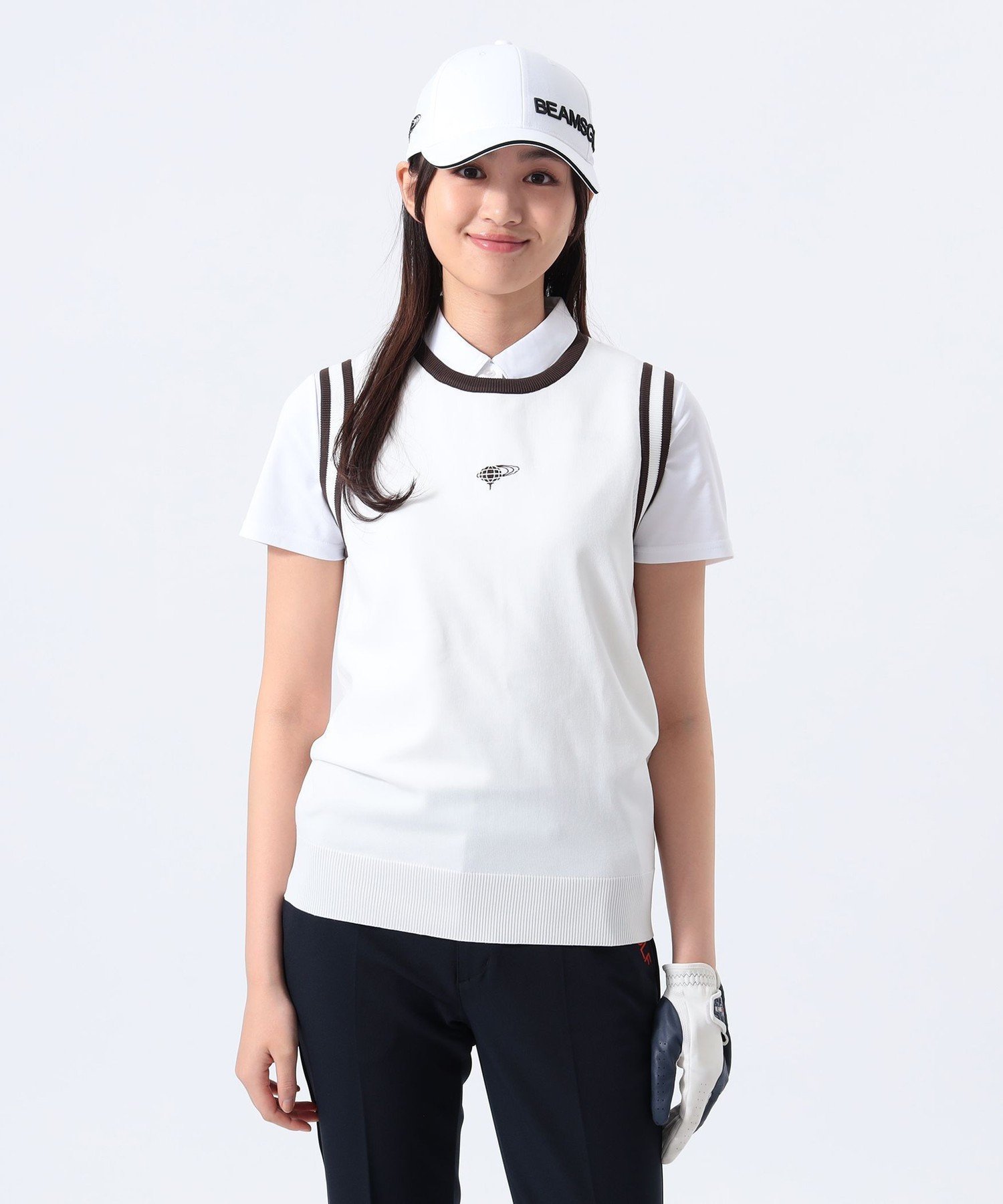【その他のブランド/Other】のORANGE LABEL / リブライン ニット ベスト インテリア・キッズ・メンズ・レディースファッション・服の通販 founy(ファニー) 　ファッション　Fashion　レディースファッション　Fashion for Women　アウター　Coat / Outerwear Collection　トップス・カットソー　Cut & Sew Tops　ニット　Knit Tops & Sweaters　ベスト&ジレ / 重ね着スタイル　Vests & Gilets　アウトドア　Outdoor Clothing　ゴルフ　Golf　シンプル　Simple, Minimal　スタイリッシュ　Stylish, Fashionable　フィット　Fit, Slim Fit　ベスト　Vest, Waistcoat　WHITE|ID: prp329100004655906 ipo3291000000033675911