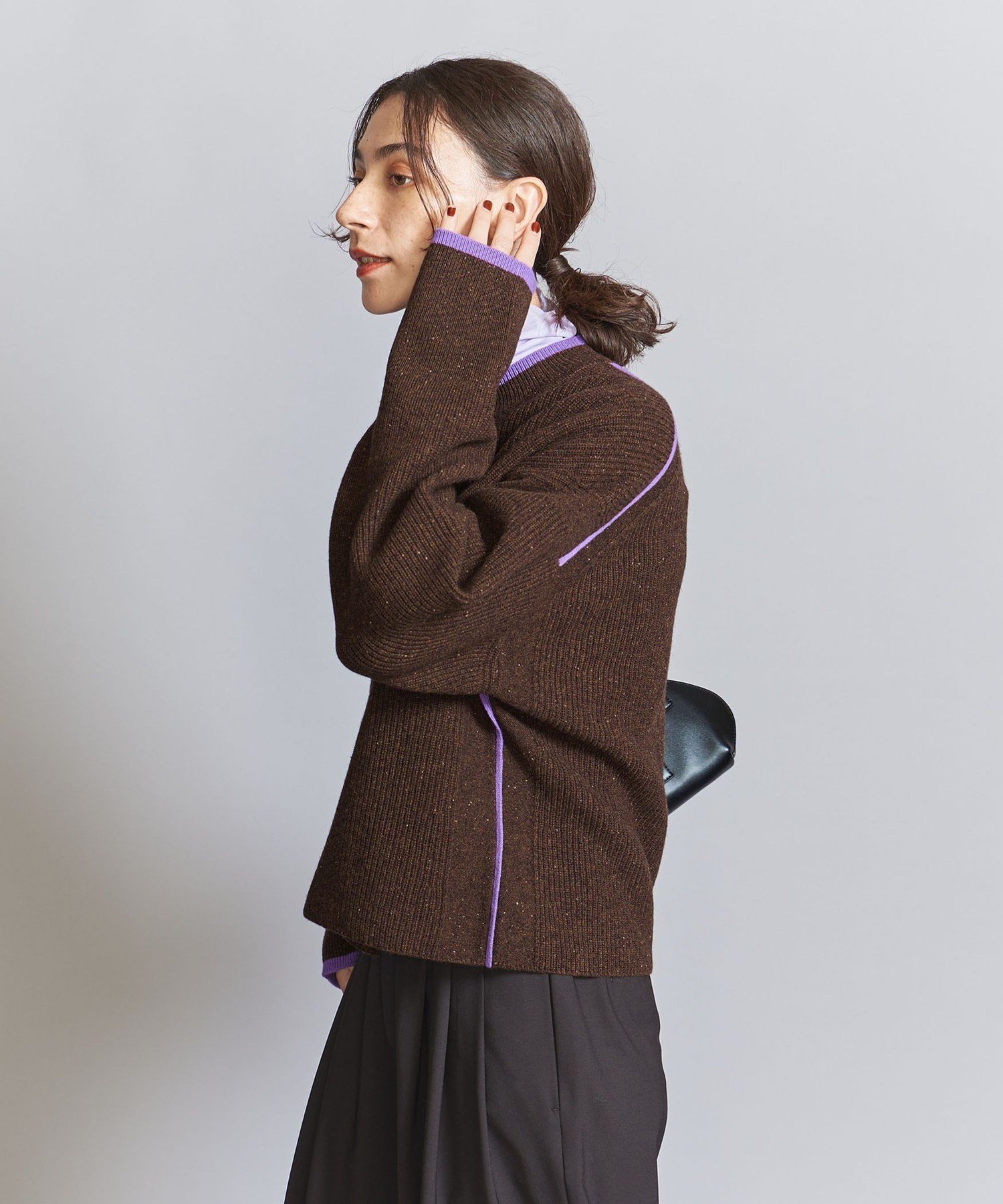 【ユナイテッドアローズ/UNITED ARROWS】のネップカラーライン クルーネック ニットプルオーバー インテリア・キッズ・メンズ・レディースファッション・服の通販 founy(ファニー) 　ファッション　Fashion　レディースファッション　Fashion for Women　トップス・カットソー　Cut & Sew Tops　ニット　Knit Tops & Sweaters　カジュアルプルオーバー・ニットトップス　Pullovers & Knit Tops / Casual Pullovers　サテン　Satin, Glossy Fabric　ショルダー　Shoulder, Shoulder Strap　スラックス　Slacks, Dress Pants　デニム　Denim, Jeans Material　ドロップ　Drop Shoulder, Dropped Style　定番　Standard, Basic Item　ネップ　Nepp, Slub Yarn　ボトム　Bottoms, Lower Wear　リラックス　Relax, Relaxed Fit　ワイド　Wide, Wide Fit　アウトレット　Outlet / Clearance　おすすめ　Recommended / Our Picks　DK.BROWN|ID: prp329100004656023 ipo3291000000034015295