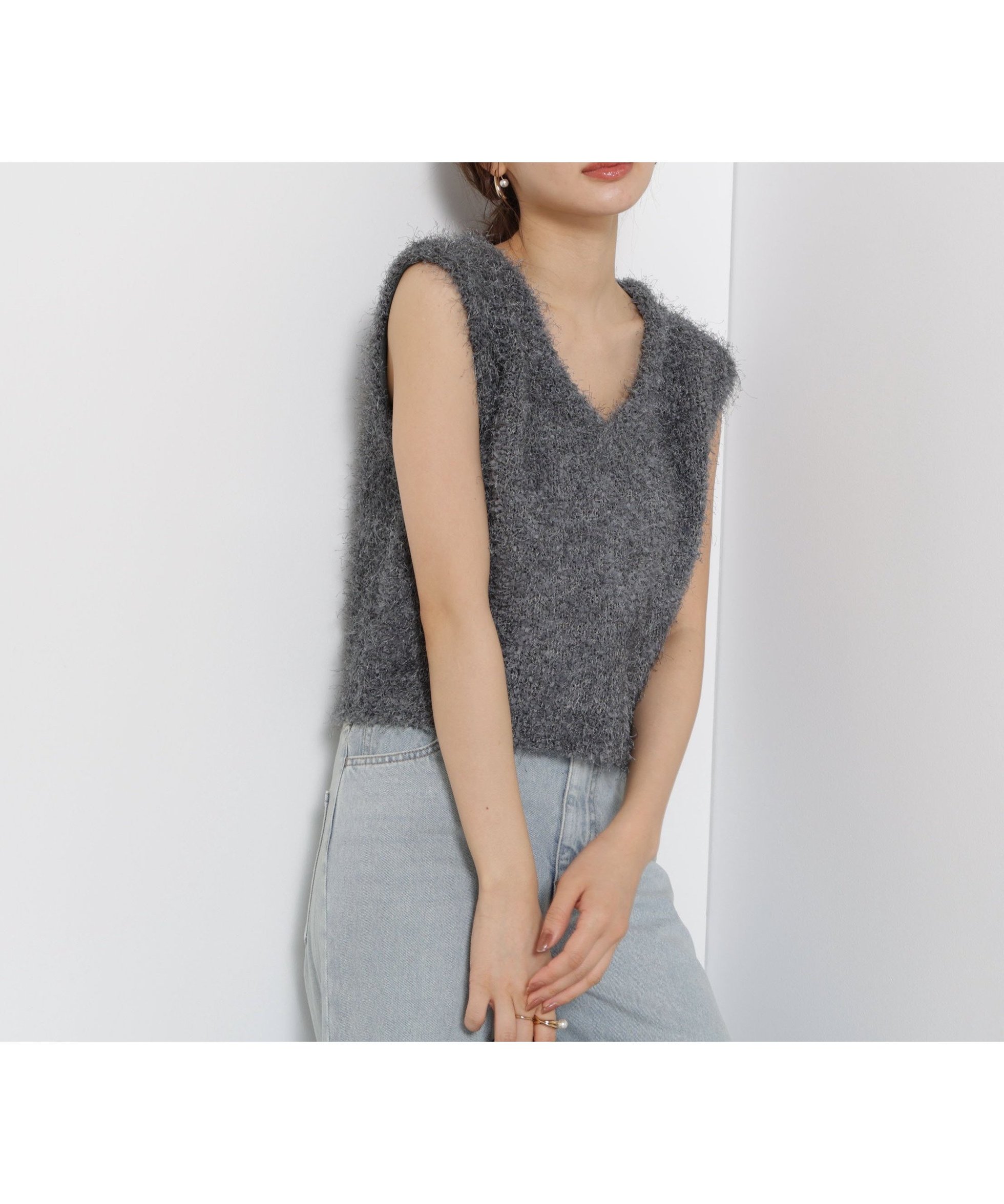 【プロポーション ボディドレッシング/PROPORTION BODY DRESSING】のハンドウォッシャブル フェザーノースリニット インテリア・キッズ・メンズ・レディースファッション・服の通販 founy(ファニー) 　ファッション　Fashion　レディースファッション　Fashion for Women　トップス・カットソー　Cut & Sew Tops　ニット　Knit Tops & Sweaters　おすすめ　Recommended / Our Picks　デニム　Denim, Jeans Material　ノースリーブ　Sleeveless, No-Sleeve　フェザー　Feather, Feather Detail　フェミニン　Feminine, Girly　夏　Summer　グレー|ID: prp329100004656209 ipo3291000000033678683