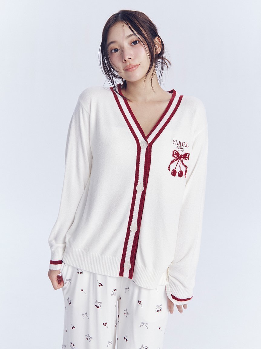【スナイデル ホーム/SNIDEL HOME】のチェリーシリーズカーディガン インテリア・キッズ・メンズ・レディースファッション・服の通販 founy(ファニー) 　ファッション　Fashion　レディースファッション　Fashion for Women　トップス・カットソー　Cut & Sew Tops　カーディガン・羽織り　Layered Style Cardigans　おすすめ　Recommended / Our Picks　カーディガン　Cardigan, Knitwear　チェリー　Cherry, Cherry Pattern　トレンド　Trend, Trending Now　リボン　Ribbon, Bow　リラックス　Relax, Relaxed Fit　ワンポイント　One Point, Statement Accent　秋　Autumn　RED[046]|ID: prp329100004657631 ipo3291000000033706946