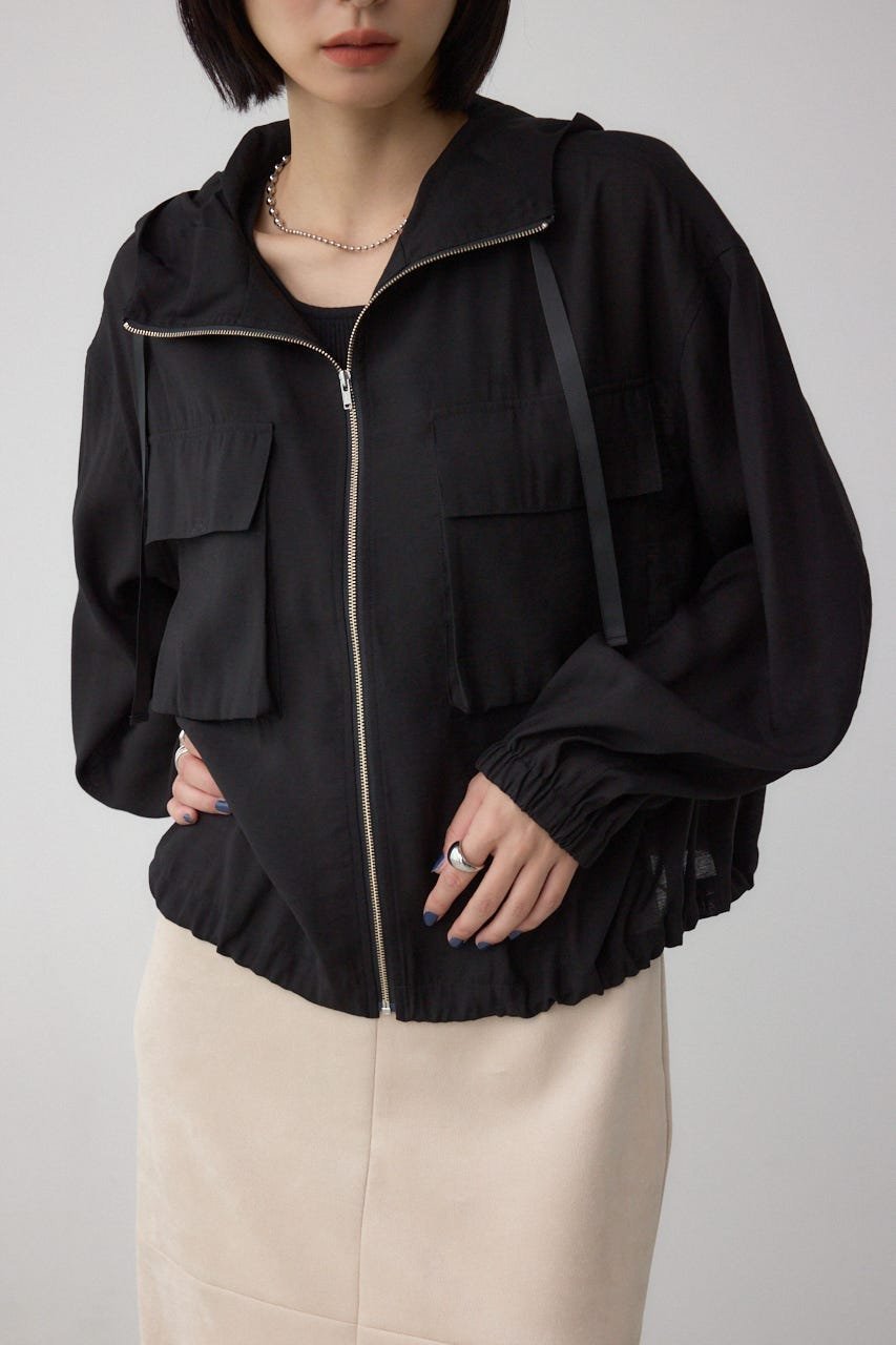 【アズール バイ マウジー/AZUL by moussy】のビッグポケットフーディショートブルゾン インテリア・キッズ・メンズ・レディースファッション・服の通販 founy(ファニー) 　ファッション　Fashion　レディースファッション　Fashion for Women　アウター　Coat / Outerwear Collection　ブルゾンジャケット・スポーティアウター　Blouson Jackets　オーガンジー　Organza Fabric　デニム　Denim, Jeans Material　バランス　Balance, Style Balance　BLK|ID: prp329100004657837 ipo3291000000033798965