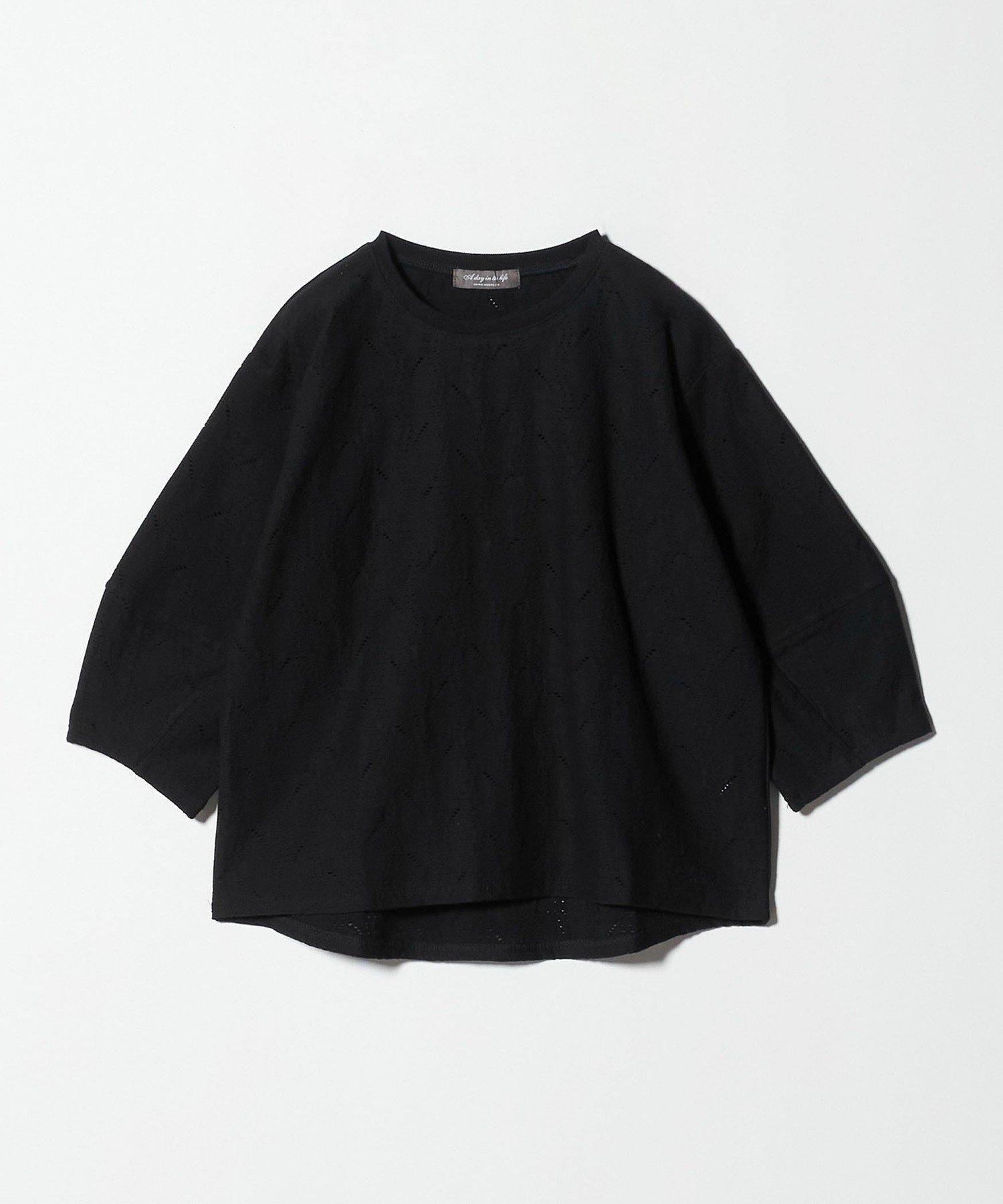 【ユナイテッドアローズ/UNITED ARROWS】のリーフジャガード ランタンスリーブ カットソー A DAY IN THE LIFE インテリア・キッズ・メンズ・レディースファッション・服の通販 founy(ファニー) 　ファッション　Fashion　レディースファッション　Fashion for Women　トップス・カットソー　Cut & Sew Tops　カットソー・ベーシックTシャツ　Cut-and-Sewn Tops / Stretch Tees & Basics　おすすめ　Recommended / Our Picks　カットソー　Cut and Sewn Top　コンパクト　Compact, Small Size　シアー　Sheer, See-Through　スリーブ　Sleeve, Long Sleeve / Short Sleeve　リーフ　Leaf, Botanical Leaf　レーシー　Lacy, Lace-Like　BLACK|ID: prp329100004657893 ipo3291000000033859909