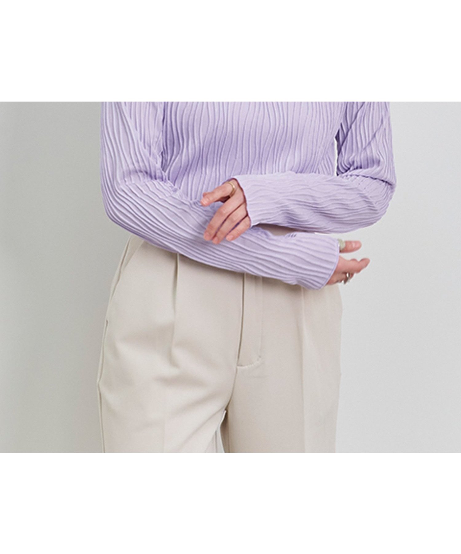 【リラクロ/relaclo】のmitis/ウェーブジャガード クルーネックロンT インテリア・キッズ・メンズ・レディースファッション・服の通販 founy(ファニー) 　ファッション　Fashion　レディースファッション　Fashion for Women　トップス・カットソー　Cut & Sew Tops　ロングTシャツ・Tシャツ　Longline T-Shirts & Tees　キャミソール　Camisole, Spaghetti Strap Top　スリーブ　Sleeve, Long Sleeve / Short Sleeve　テクスチャー　Texture, Textured Fabric　ミックス　Mix, Mixed Style　ロング　Long, Long-Length　ラベンダー|ID: prp329100004657906 ipo3291000000033724081