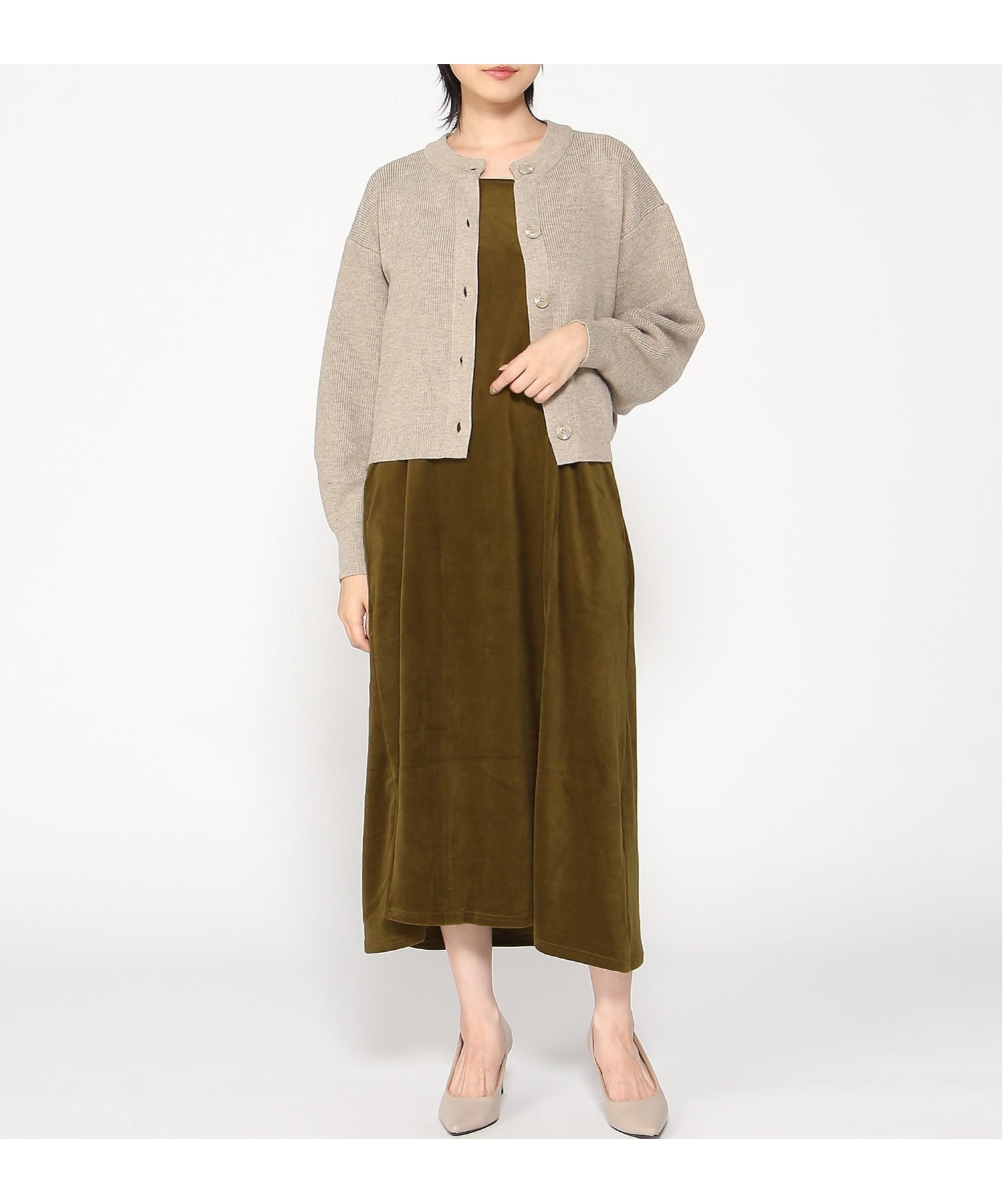 【ラナン/Ranan】のRANAN/カットコールキャミ×ニットカーデセット インテリア・キッズ・メンズ・レディースファッション・服の通販 founy(ファニー) 　ファッション　Fashion　レディースファッション　Fashion for Women　トップス・カットソー　Cut & Sew Tops　ニット　Knit Tops & Sweaters　キャミソール&ノースリーブ　Camisoles & Sleeveless Tops　インナー　Innerwear　カーディガン　Cardigan, Knitwear　今季　This Season, Current Season　スラックス　Slacks, Dress Pants　セットアップ　Set-Up, Coordinated Outfit　タートルネック　Turtleneck, High Neck　デニム　Denim, Jeans Material　ベロア　Velour, Soft Velvet　ポケット　Pocket, Pocket Detail　リラックス　Relax, Relaxed Fit　エレガント 上品　Elegant　BE|ID: prp329100004657928 ipo3291000000033708100