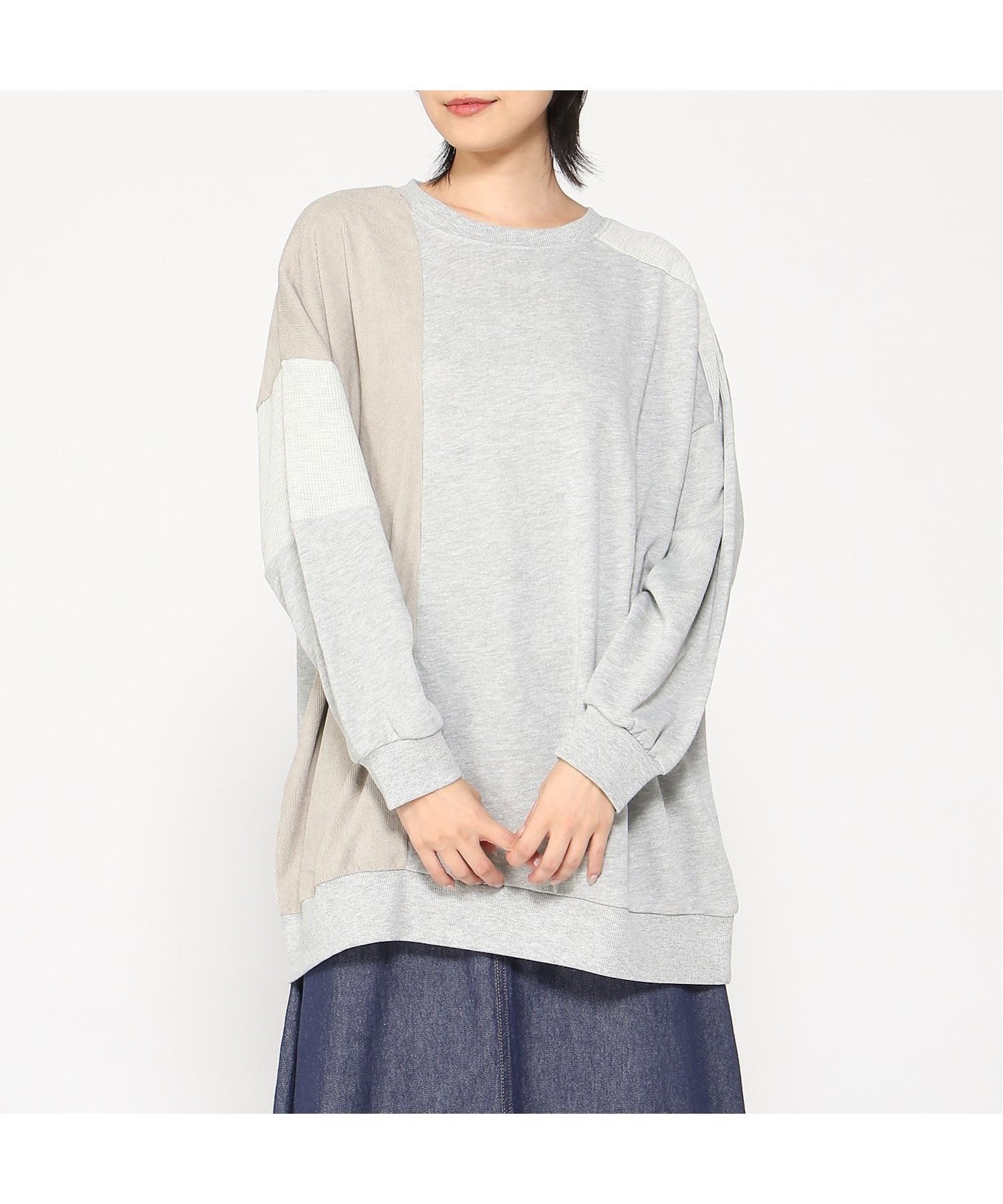 【ジーンズメイト/JEANS MATE】のC-FORT POINT/コーデュロイワッフル 切替 チュニック インテリア・キッズ・メンズ・レディースファッション・服の通販 founy(ファニー) 　ファッション　Fashion　レディースファッション　Fashion for Women　トップス・カットソー　Cut & Sew Tops　インナー　Innerwear　コーデュロイ　Corduroy, Cord Fabric　チュニック　Tunic, Long Top　リメイク　Remake, Reconstructed　ワッフル　Waffle, Waffle Knit　冬　Winter / This Winter　切替　Switching, Contrast Panel　モクグレー|ID: prp329100004657936 ipo3291000000033827215