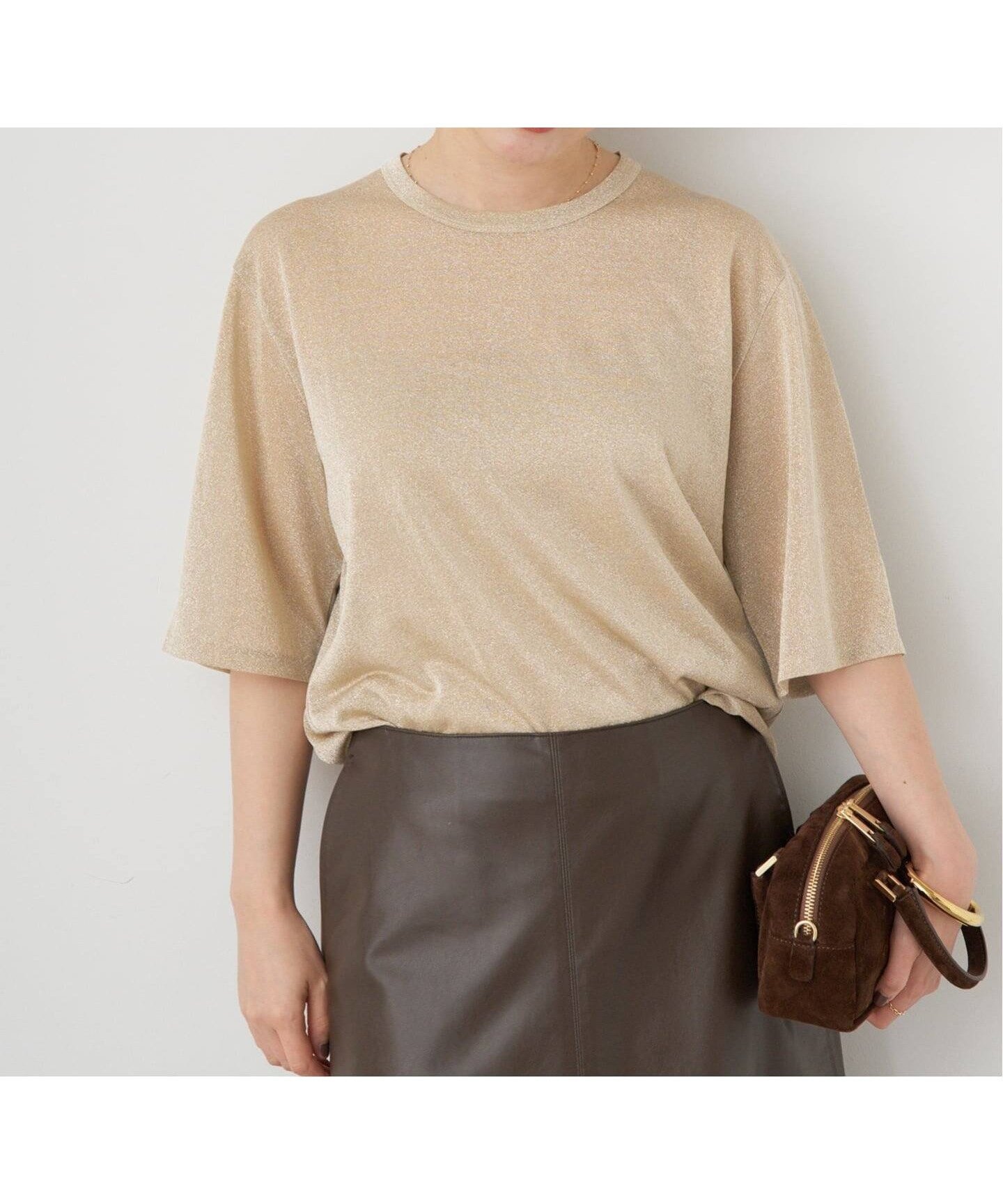【イエナ/IENA】の《追加 》ラメ Tシャツ インテリア・キッズ・メンズ・レディースファッション・服の通販 founy(ファニー) 　ファッション　Fashion　レディースファッション　Fashion for Women　トップス・カットソー　Cut & Sew Tops　シャツ・ブラウス・オフィスカジュアル　Elegant Blouses & Button-Ups　ロングTシャツ・Tシャツ　Longline T-Shirts & Tees　2025年　2025　2025-2026秋冬・A/W　Autumn/Winter 2025–26 AW25–26　ゴールド|ID: prp329100004657961 ipo3291000000033716449