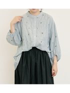 【サマンサモスモス/Samansa Mos2】のストライプ総花柄刺繍バンドカラーシャツ 人気、トレンドファッション・服の通販 founy(ファニー) ファッション Fashion レディースファッション Fashion for Women トップス・カットソー Cut & Sew Tops シャツ・ブラウス・オフィスカジュアル Elegant Blouses & Button-Ups 花柄・フラワープリント・モチーフ Floral Prints & Motifs / Flower Pattern Tops ストライプ Stripe, Striped Pattern thumbnail グリーン|ID: prp329100004657987 ipo3291000000033851776