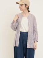 【サマンサモスモス/Samansa Mos2】のストライプ総花柄刺繍バンドカラーシャツ 人気、トレンドファッション・服の通販 founy(ファニー) ファッション Fashion レディースファッション Fashion for Women トップス・カットソー Cut & Sew Tops シャツ・ブラウス・オフィスカジュアル Elegant Blouses & Button-Ups 花柄・フラワープリント・モチーフ Floral Prints & Motifs / Flower Pattern Tops ストライプ Stripe, Striped Pattern thumbnail パープル|ID: prp329100004657987 ipo3291000000033851780