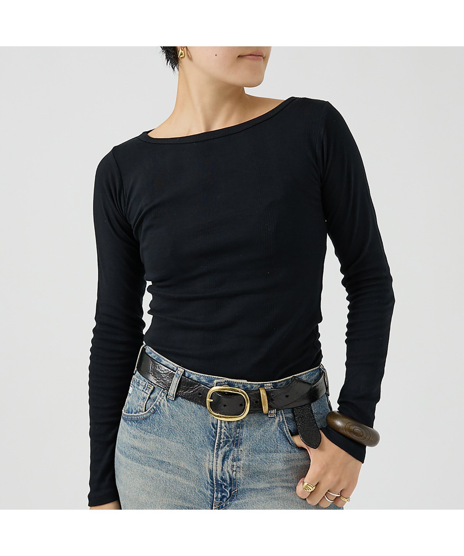 【ルージュヴィフラクレ/Rouge vif la cle】の【Robert P. Miller】パネルリブボートネックTEE / ロンT / インテリア・キッズ・メンズ・レディースファッション・服の通販 founy(ファニー) 　ファッション　Fashion　レディースファッション　Fashion for Women　トップス・カットソー　Cut & Sew Tops　ロングTシャツ・Tシャツ　Longline T-Shirts & Tees　インナー　Innerwear　フィット　Fit, Slim Fit　ベーシック　Basic, Essential　秋　Autumn　ブラック|ID: prp329100004657993 ipo3291000000033728540