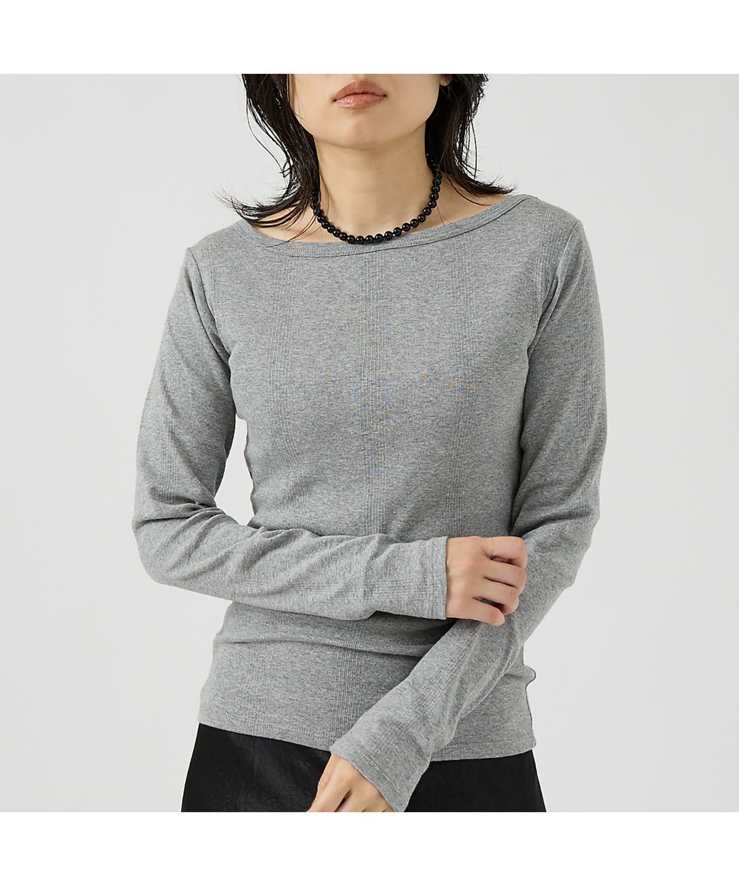 【ルージュヴィフラクレ/Rouge vif la cle】の【Robert P. Miller】パネルリブボートネックTEE / ロンT / インテリア・キッズ・メンズ・レディースファッション・服の通販 founy(ファニー) 　ファッション　Fashion　レディースファッション　Fashion for Women　トップス・カットソー　Cut & Sew Tops　ロングTシャツ・Tシャツ　Longline T-Shirts & Tees　インナー　Innerwear　フィット　Fit, Slim Fit　ベーシック　Basic, Essential　秋　Autumn　グレー|ID: prp329100004657993 ipo3291000000033728547
