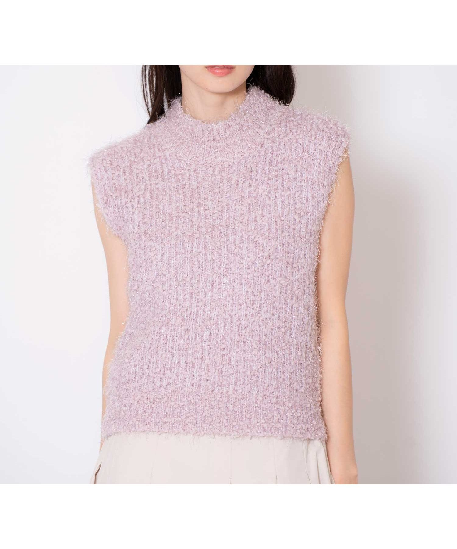 【ノエラ/Noela】のノースリラメシャギーニット インテリア・キッズ・メンズ・レディースファッション・服の通販 founy(ファニー) 　ファッション　Fashion　レディースファッション　Fashion for Women　トップス・カットソー　Cut & Sew Tops　ニット　Knit Tops & Sweaters　おすすめ　Recommended / Our Picks　スリーブ　Sleeve, Long Sleeve / Short Sleeve　トレンド　Trend, Trending Now　ノースリーブ　Sleeveless, No-Sleeve　フレンチ　French, French Style　ポケット　Pocket, Pocket Detail　ピンク|ID: prp329100004658070 ipo3291000000033717663