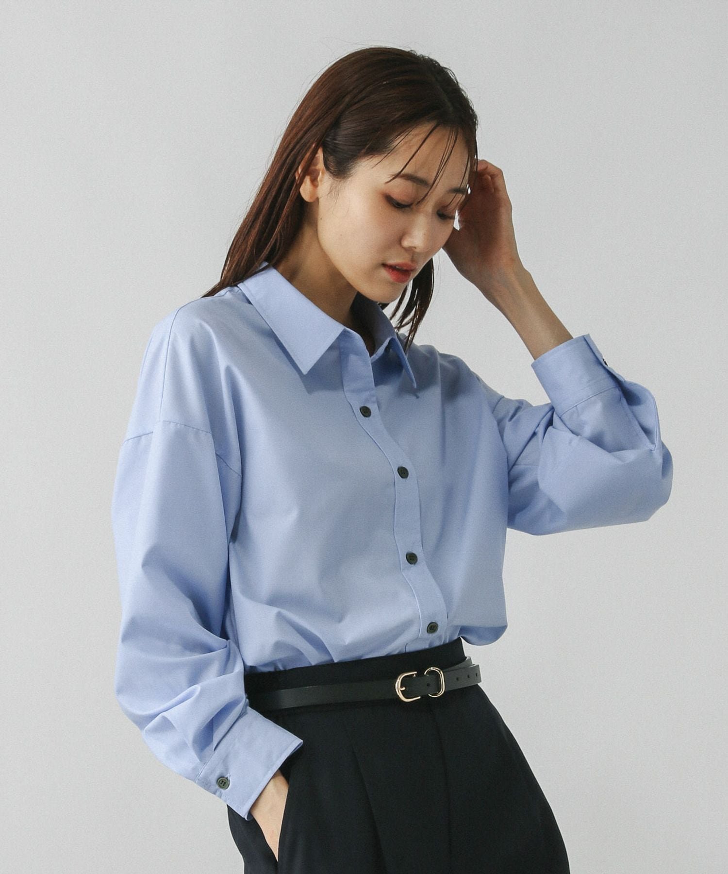 【グローバルワーク/GLOBAL WORK】の365日マイスタイルシャツ/571317 インテリア・キッズ・メンズ・レディースファッション・服の通販 founy(ファニー) 　ファッション　Fashion　レディースファッション　Fashion for Women　トップス・カットソー　Cut & Sew Tops　シャツ・ブラウス・オフィスカジュアル　Elegant Blouses & Button-Ups　おすすめ　Recommended / Our Picks　ベーシック　Basic, Essential　ボトム　Bottoms, Lower Wear　ワイド　Wide, Wide Fit　サックス82|ID: prp329100004658085 ipo3291000000033883089