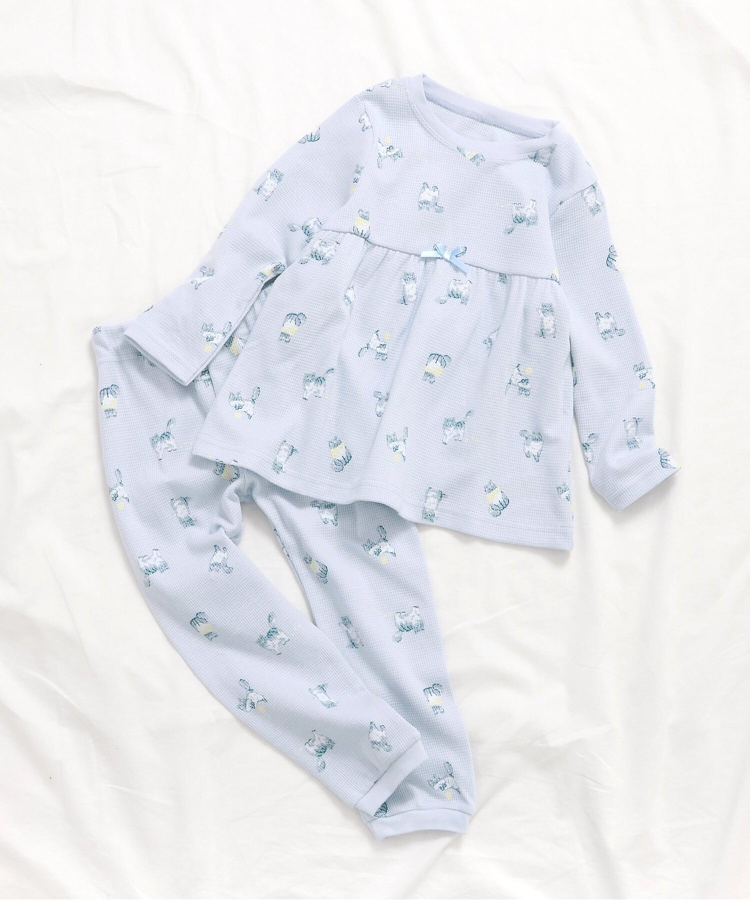 【エフオー オンラインストア/F.O.Online Store / KIDS】のGIRLSバラエティワッフルパジャマ インテリア・キッズ・メンズ・レディースファッション・服の通販 founy(ファニー) 　ファッション　Fashion　キッズファッション　Fashion for Kids　お家時間・ステイホーム　Stay Home / At Home　パジャマ　Pajamas, Sleepwear　サックス|ID: prp329100004658089 ipo3291000000033914203