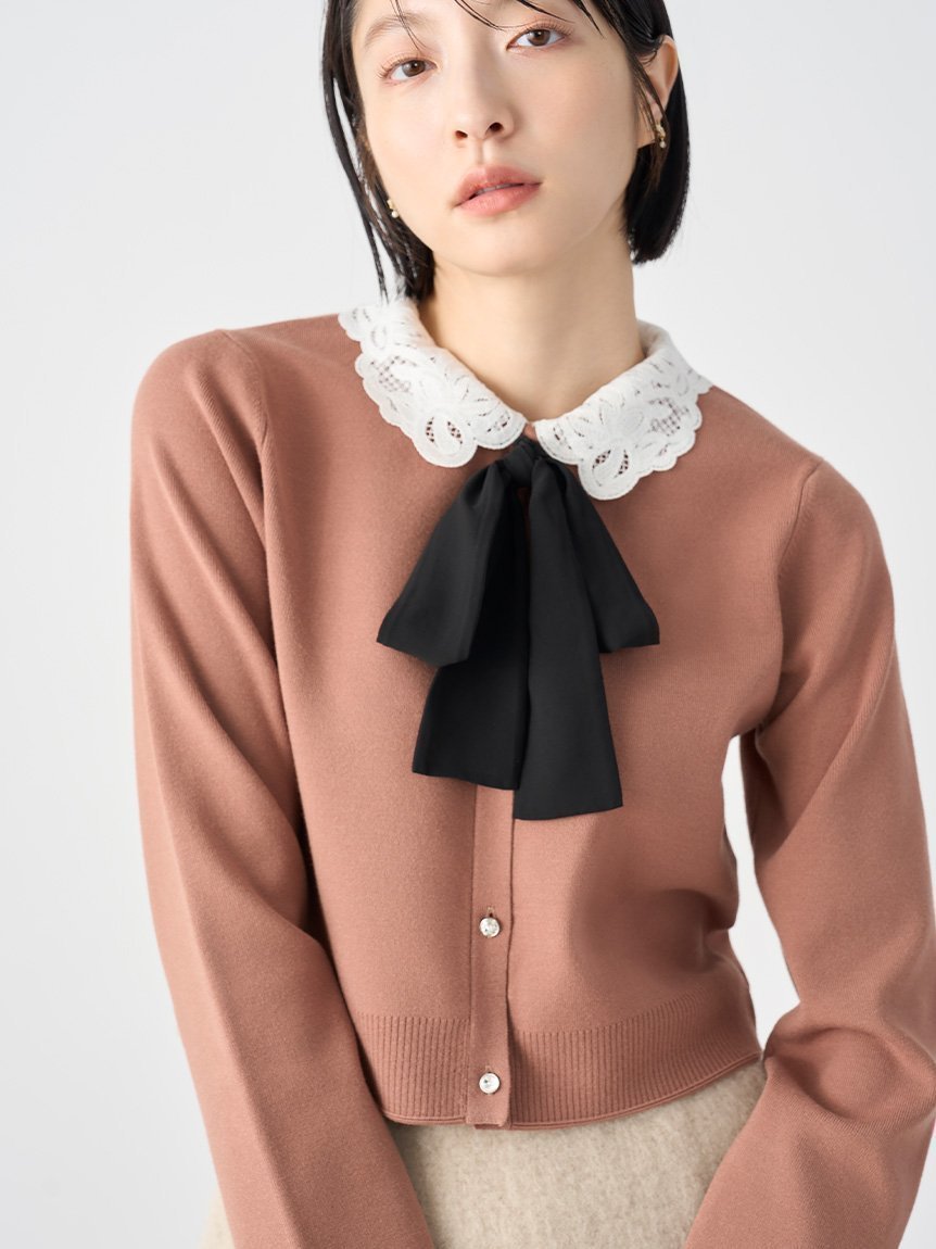 【セルフォード/CELFORD】の【WEB限定】デタッチャブルレースカラーカーディガン インテリア・キッズ・メンズ・レディースファッション・服の通販 founy(ファニー) 　ファッション　Fashion　レディースファッション　Fashion for Women　トップス・カットソー　Cut & Sew Tops　カーディガン・羽織り　Layered Style Cardigans　スマート　Smart, Elegant　ボトム　Bottoms, Lower Wear　リボン　Ribbon, Bow　レース　Lace, Lace Fabric　A/W・秋冬　Autumn/Winter　MOC[056]|ID: prp329100004658091 ipo3291000000034833051