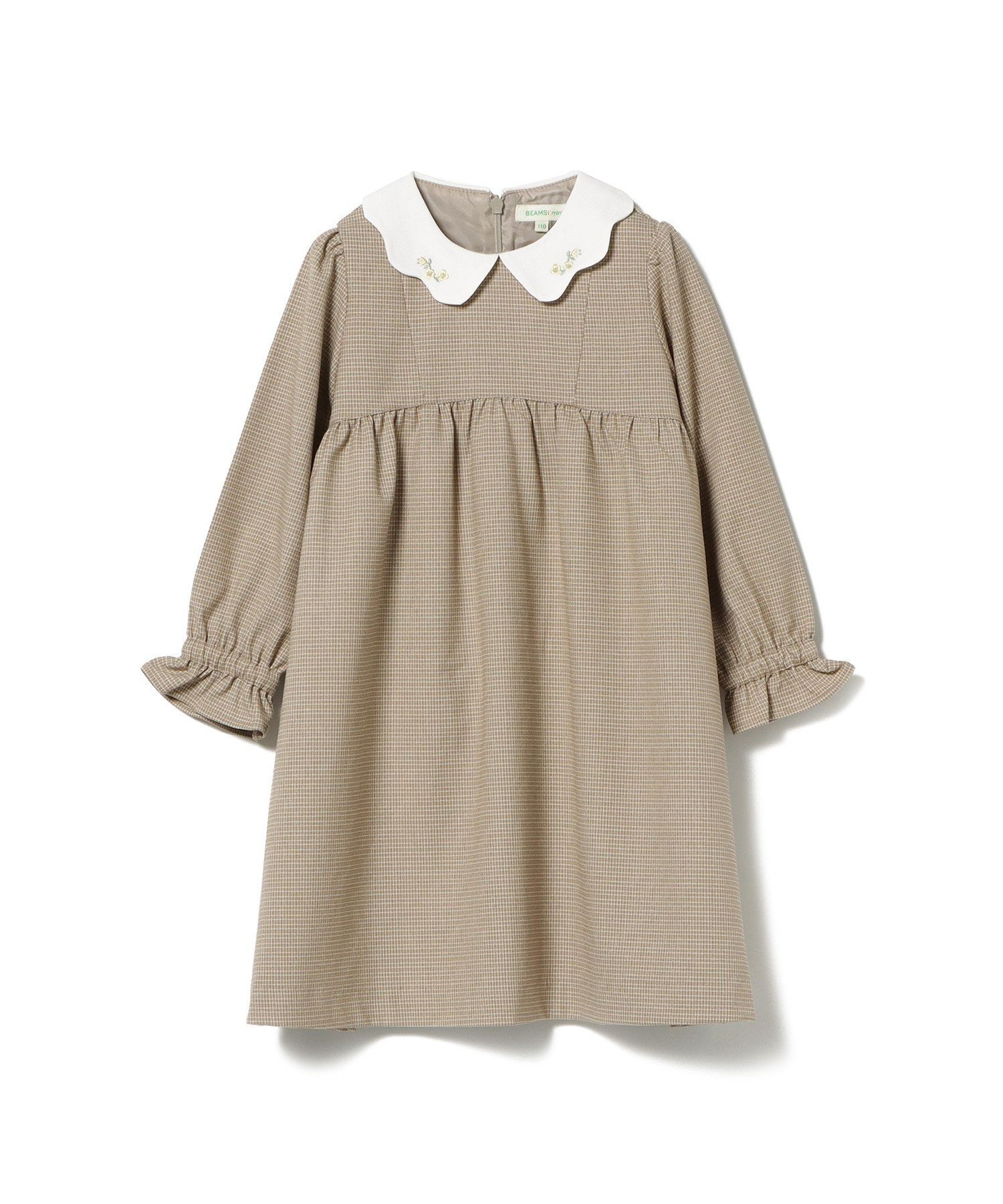 【ビームス/BEAMS / KIDS】のスカラップ襟 セレモニー ワンピース(110~130cm) インテリア・キッズ・メンズ・レディースファッション・服の通販 founy(ファニー) 　ファッション　Fashion　キッズファッション　Fashion for Kids　ワンピース　Dresses　スカラップ　Scallop, Scalloped Edge　セレモニー　Ceremony　チェック　Check, Plaid, Tartan　バランス　Balance, Style Balance　ベーシック　Basic, Essential　入学式　Entrance Ceremony　結婚式　Wedding　BEIGE_CHECK|ID: prp329100004658092 ipo3291000000034119390