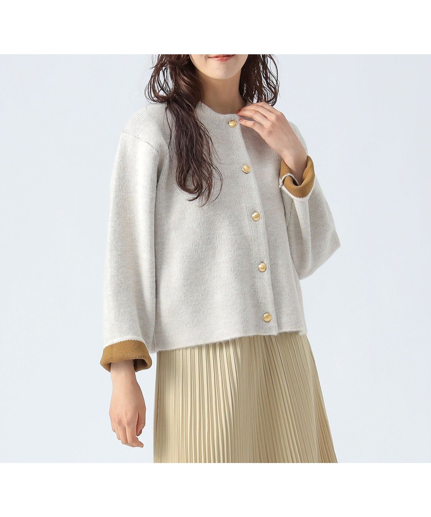 【ビームス ハート/BEAMS HEART】のダブルフェイス クルーニット カーディガン インテリア・キッズ・メンズ・レディースファッション・服の通販 founy(ファニー) 　ファッション　Fashion　レディースファッション　Fashion for Women　トップス・カットソー　Cut & Sew Tops　ニット　Knit Tops & Sweaters　カーディガン・羽織り　Layered Style Cardigans　インナー　Innerwear　カーディガン　Cardigan, Knitwear　クラシカル　Classical, Vintage-Inspired　ストレート　Straight, Straight Cut　センター　Center, Center Line　ダブル　Double, Double-Breasted　デニム　Denim, Jeans Material　フェイス　Face, Facial Design　フロント　Front, Front Design　A/W・秋冬　Autumn/Winter　おすすめ　Recommended / Our Picks　IVORY2|ID: prp329100004658140 ipo3291000000033718473