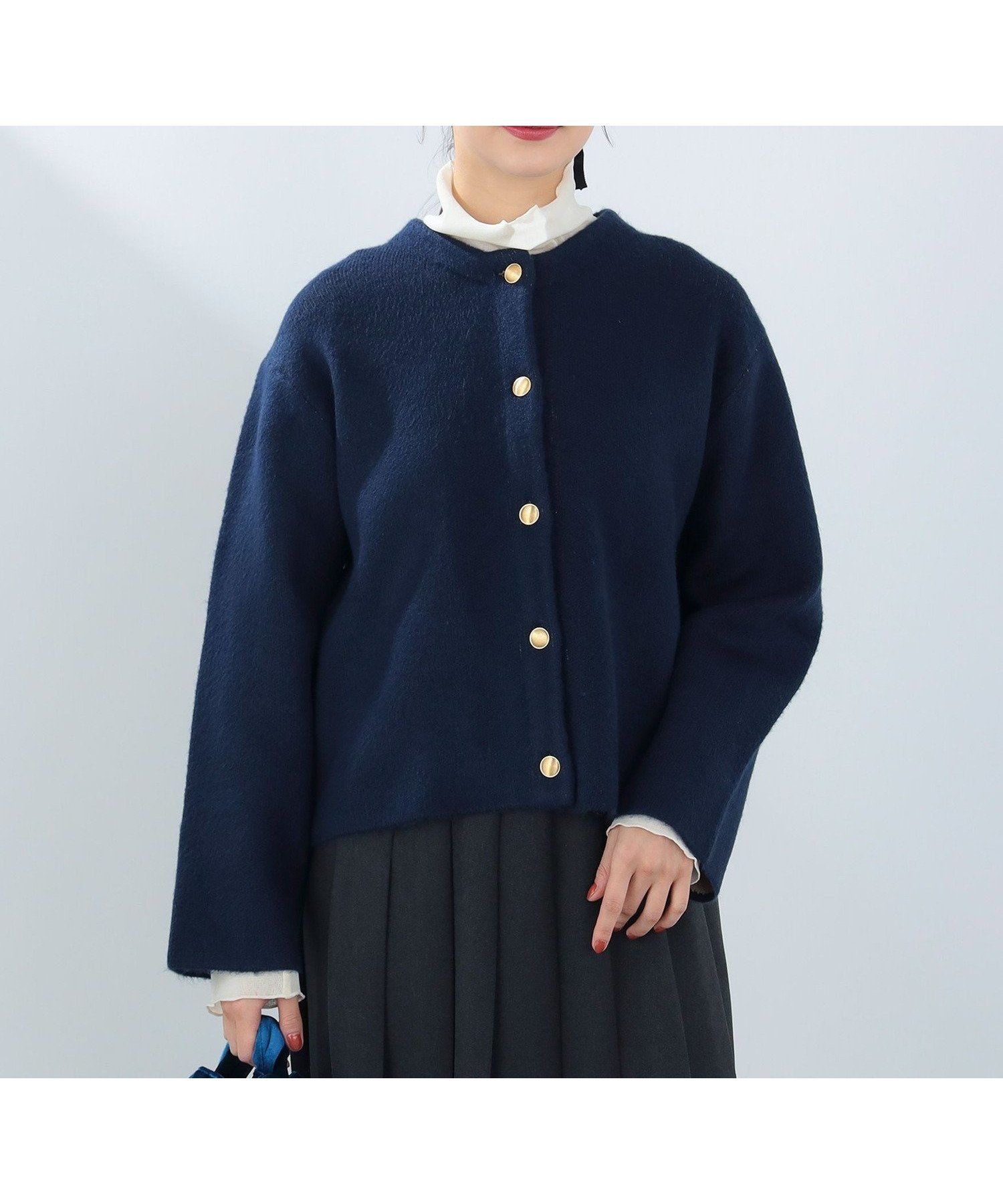 【ビームス ハート/BEAMS HEART】のダブルフェイス クルーニット カーディガン インテリア・キッズ・メンズ・レディースファッション・服の通販 founy(ファニー) 　ファッション　Fashion　レディースファッション　Fashion for Women　トップス・カットソー　Cut & Sew Tops　ニット　Knit Tops & Sweaters　カーディガン・羽織り　Layered Style Cardigans　インナー　Innerwear　カーディガン　Cardigan, Knitwear　クラシカル　Classical, Vintage-Inspired　ストレート　Straight, Straight Cut　センター　Center, Center Line　ダブル　Double, Double-Breasted　デニム　Denim, Jeans Material　フェイス　Face, Facial Design　フロント　Front, Front Design　A/W・秋冬　Autumn/Winter　おすすめ　Recommended / Our Picks　NAVY|ID: prp329100004658140 ipo3291000000033718477