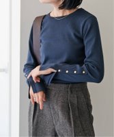 【スピック&スパン/Spick & Span】のスリーブメタルボタンニット 人気、トレンドファッション・服の通販 founy(ファニー) ファッション Fashion レディースファッション Fashion for Women トップス・カットソー Cut & Sew Tops ニット Knit Tops & Sweaters ストレッチ Stretch, Stretchy Fabric スリット Slit, Slit Detail エレガント 上品 Elegant |ID:prp329100004658284