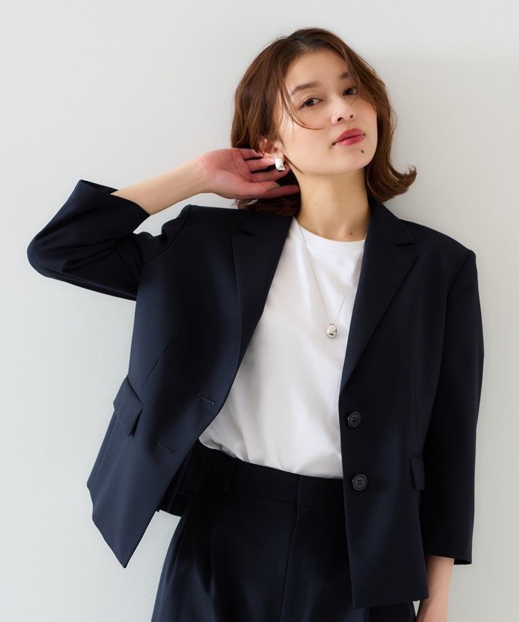【アンタイトル/UNTITLED】の【オンオフ使える/セットアップ可能】トロピカルウール シングルブレストジャケット インテリア・キッズ・メンズ・レディースファッション・服の通販 founy(ファニー) 　ファッション　Fashion　レディースファッション　Fashion for Women　アウター　Coat / Outerwear Collection　レディースジャケット・軽アウター　Jackets　春　Spring　コンパクト　Compact, Small Size　スマート　Smart, Elegant　セットアップ　Set-Up, Coordinated Outfit　バランス　Balance, Style Balance　ポケット　Pocket, Pocket Detail　モダン　Modern, Contemporary　S/S・春夏　SS, Spring/Summer, Warm Season　夏　Summer　ネイビー|ID: prp329100004658381 ipo3291000000034084790