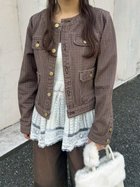 【リリーブラウン/Lily Brown】の【限定カラー】ノーカラークラシカルデニムジャケット 人気、トレンドファッション・服の通販 founy(ファニー) ファッション Fashion レディースファッション Fashion for Women アウター Coat / Outerwear Collection レディースジャケット・軽アウター Jackets デニムジャケット / カジュアルアウター Denim Jackets おすすめ Recommended / Our Picks インディゴ Indigo Denim コンパクト Compact, Small Size スマート Smart, Elegant セットアップ Set-Up, Coordinated Outfit チェック Check, Plaid, Tartan デニム Denim, Jeans Material フェミニン Feminine, Girly フリンジ Fringe, Tassel プリント Print, Printed Pattern thumbnail CHECK[931]|ID: prp329100004658439 ipo3291000000033956557
