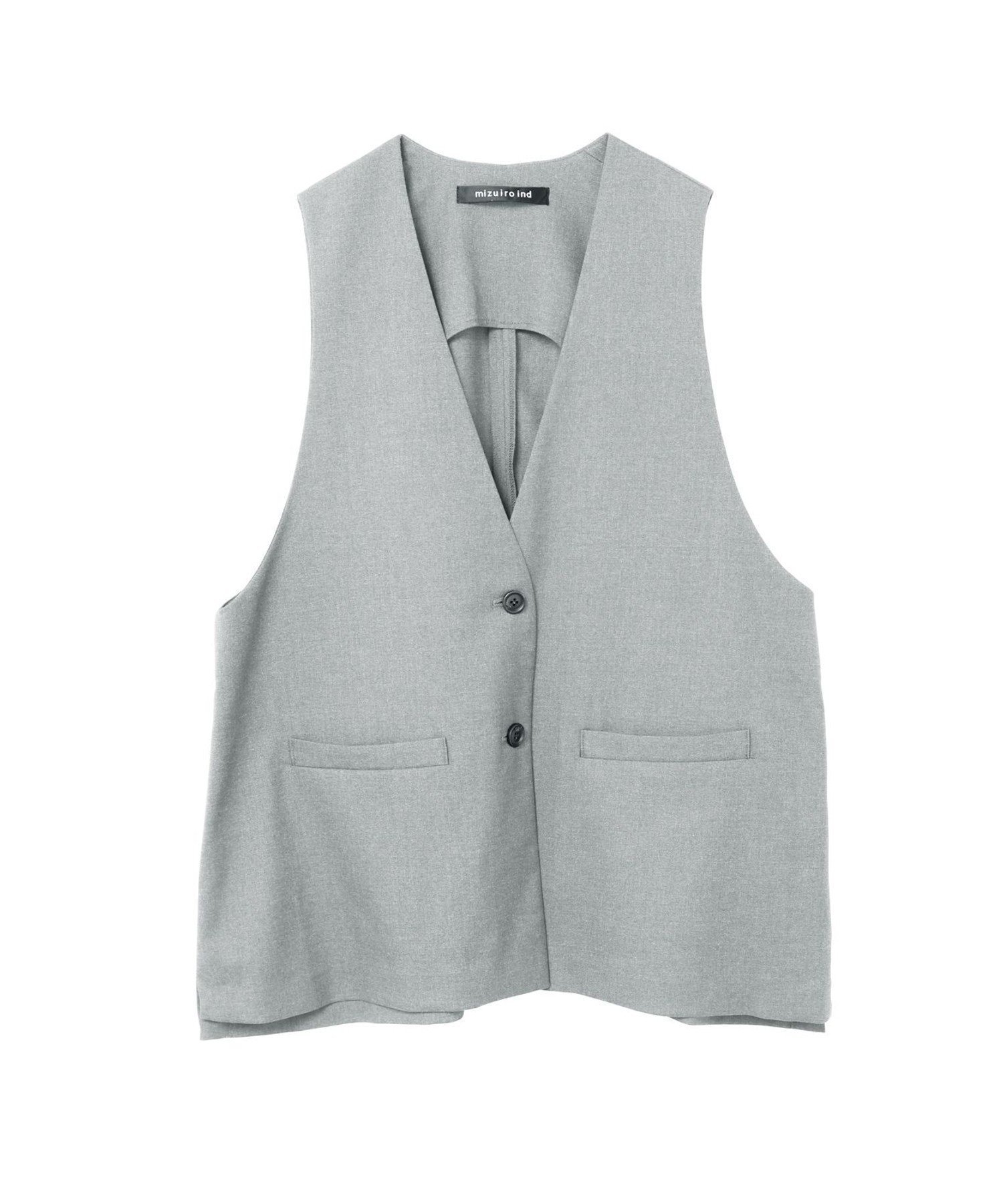 【マーコート/MARcourt】のmizuiro ind ディープVネックワイドベスト インテリア・キッズ・メンズ・レディースファッション・服の通販 founy(ファニー) 　ファッション　Fashion　レディースファッション　Fashion for Women　アウター　Coat / Outerwear Collection　トップス・カットソー　Cut & Sew Tops　ベスト&ジレ / 重ね着スタイル　Vests & Gilets　Vネックトップス　V-Neck Tops / V-Cut Neckline Shirts　ストレッチ　Stretch, Stretchy Fabric　スリット　Slit, Slit Detail　ノースリーブ　Sleeveless, No-Sleeve　フロント　Front, Front Design　ポケット　Pocket, Pocket Detail　ワイド　Wide, Wide Fit　今季　This Season, Current Season　再入荷　Restock / Back in Stock　無地　Plain, Solid Color　秋　Autumn　ライトグレーA|ID: prp329100004659134 ipo3291000000033818790