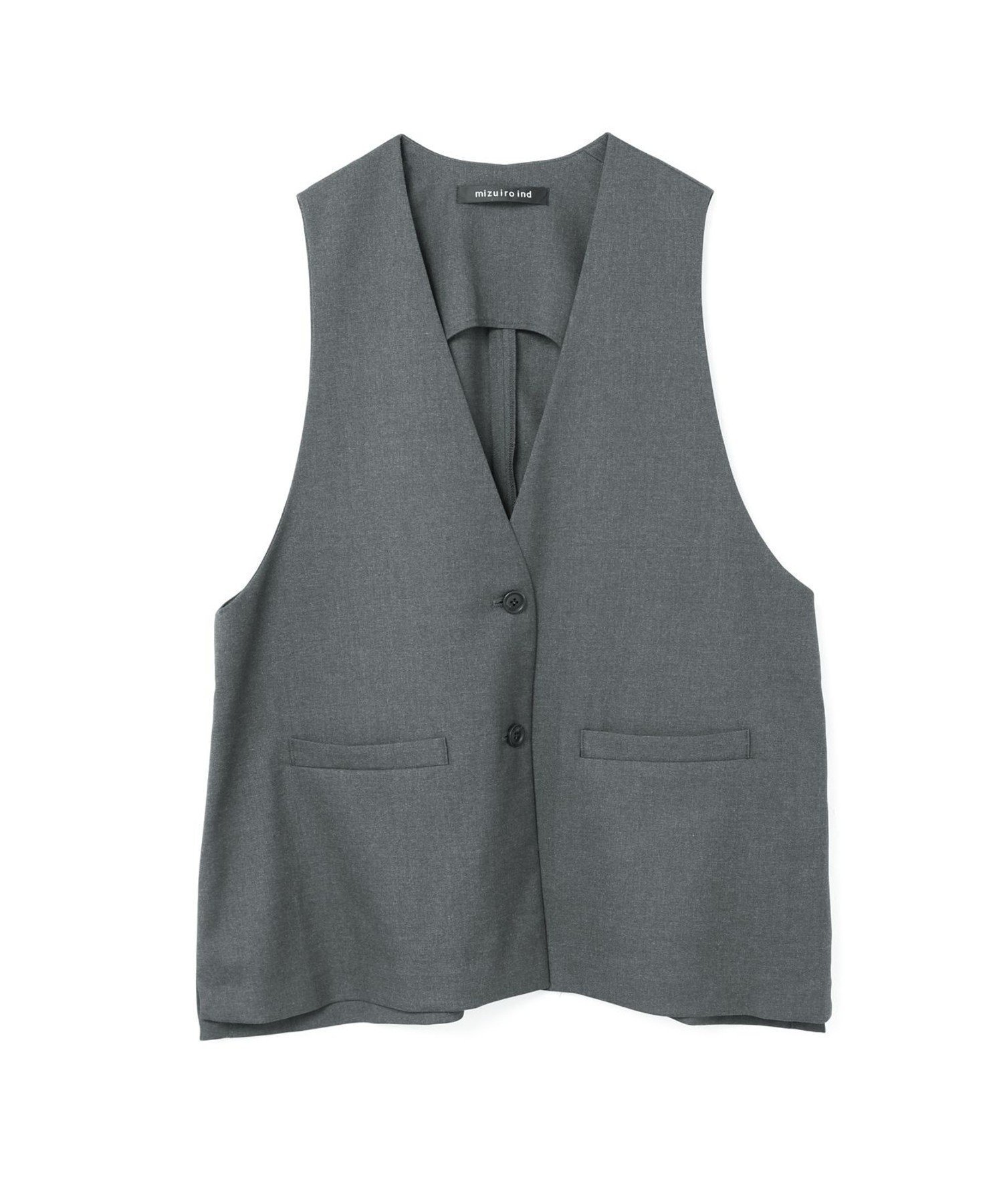 【マーコート/MARcourt】のmizuiro ind ディープVネックワイドベスト インテリア・キッズ・メンズ・レディースファッション・服の通販 founy(ファニー) 　ファッション　Fashion　レディースファッション　Fashion for Women　アウター　Coat / Outerwear Collection　トップス・カットソー　Cut & Sew Tops　ベスト&ジレ / 重ね着スタイル　Vests & Gilets　Vネックトップス　V-Neck Tops / V-Cut Neckline Shirts　ストレッチ　Stretch, Stretchy Fabric　スリット　Slit, Slit Detail　ノースリーブ　Sleeveless, No-Sleeve　フロント　Front, Front Design　ポケット　Pocket, Pocket Detail　ワイド　Wide, Wide Fit　今季　This Season, Current Season　再入荷　Restock / Back in Stock　無地　Plain, Solid Color　秋　Autumn　グレーA|ID: prp329100004659134 ipo3291000000033818794