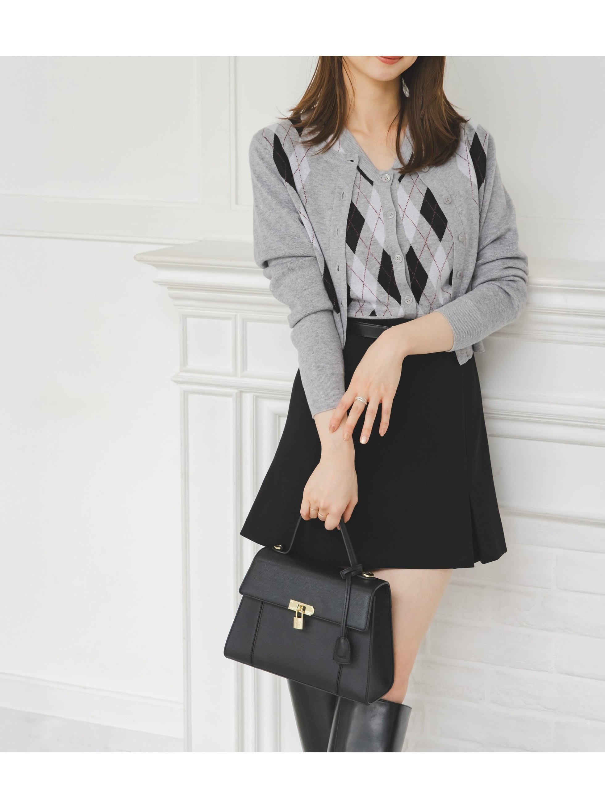 【スナイデル/SNIDEL】のアーガイルカーディガン インテリア・キッズ・メンズ・レディースファッション・服の通販 founy(ファニー) 　ファッション　Fashion　レディースファッション　Fashion for Women　トップス・カットソー　Cut & Sew Tops　カーディガン・羽織り　Layered Style Cardigans　アンサンブル　Ensemble Set　カーディガン　Cardigan, Knitwear　今季　This Season, Current Season　シンプル　Simple, Minimal　スマート　Smart, Elegant　トレンド　Trend, Trending Now　おすすめ　Recommended / Our Picks　GRY[006]|ID: prp329100004659151 ipo3291000000034371567