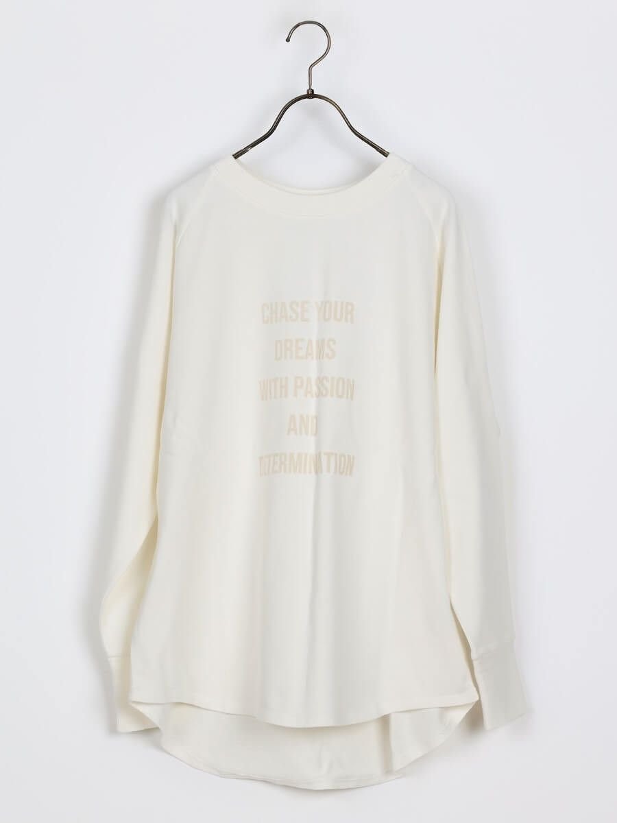 【ラシュッド/LASUD】のフロントロゴスウェットシャツ インテリア・キッズ・メンズ・レディースファッション・服の通販 founy(ファニー) 　ファッション　Fashion　レディースファッション　Fashion for Women　トップス・カットソー　Cut & Sew Tops　シャツ・ブラウス・オフィスカジュアル　Elegant Blouses & Button-Ups　レディースパーカー・カジュアルフーディー　Casual Hoodies & Sweatshirts　スウェット・クルーネックトップス　Sweatshirts & Crewnecks / Relaxed Fit Sweat Tops　ウォッシャブル　Machine Washable　スウェット / スエット　Sweatshirt, Sweatwear　ロング　Long, Long-Length　オフホワイト|ID: prp329100004659197 ipo3291000000033720560
