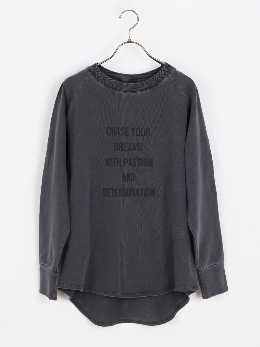 【ラシュッド/LASUD】のフロントロゴスウェットシャツ インテリア・キッズ・メンズ・レディースファッション・服の通販 founy(ファニー) 　ファッション　Fashion　レディースファッション　Fashion for Women　トップス・カットソー　Cut & Sew Tops　シャツ・ブラウス・オフィスカジュアル　Elegant Blouses & Button-Ups　レディースパーカー・カジュアルフーディー　Casual Hoodies & Sweatshirts　スウェット・クルーネックトップス　Sweatshirts & Crewnecks / Relaxed Fit Sweat Tops　ウォッシャブル　Machine Washable　スウェット / スエット　Sweatshirt, Sweatwear　ロング　Long, Long-Length　チャコールグレー|ID: prp329100004659197 ipo3291000000033720561