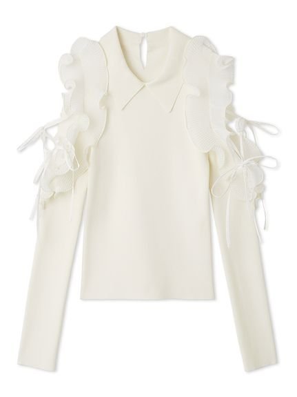 【スナイデル/SNIDEL】のプリーツフリルニットプルオーバー 人気、トレンドファッション・服の通販 founy(ファニー) 　ファッション　Fashion　レディースファッション　Fashion for Women　トップス・カットソー　Cut & Sew Tops　ニット　Knit Tops & Sweaters　カジュアルプルオーバー・ニットトップス　Pullovers & Knit Tops / Casual Pullovers　ウェーブ　Wavy Pattern　今季　This Season, Current Season　ショルダー　Shoulder, Shoulder Strap　ドッキング　Docking, Mixed Material　定番　Standard, Basic Item　人気　Popular, Best Seller　フィット　Fit, Slim Fit　フェミニン　Feminine, Girly　フリル　Frill, Ruffle　プリーツ　Pleats, Pleated　ボトム　Bottoms, Lower Wear　リボン　Ribbon, Bow　おすすめ　Recommended / Our Picks　 other-1|ID: prp329100004659208 ipo3291000000033720623