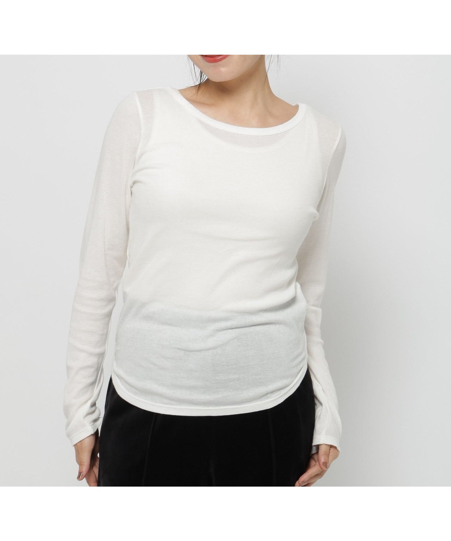 【ニコアンド/niko and】のカシミヤ混ラウンドヘムTシャツ インテリア・キッズ・メンズ・レディースファッション・服の通販 founy(ファニー) 　ファッション　Fashion　レディースファッション　Fashion for Women　トップス・カットソー　Cut & Sew Tops　シャツ・ブラウス・オフィスカジュアル　Elegant Blouses & Button-Ups　ロングTシャツ・Tシャツ　Longline T-Shirts & Tees　おすすめ　Recommended / Our Picks　シンプル　Simple, Minimal　ビスチェ　Bustier, Corset Top　ベスト　Vest, Waistcoat　定番　Standard, Basic Item　オフ|ID: prp329100004659352 ipo3291000000034234697