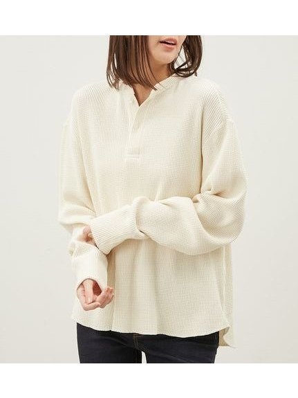 【ミラオーウェン/Mila Owen】のワッフルヘンリーカットトップス 人気、トレンドファッション・服の通販 founy(ファニー) 　ファッション　Fashion　レディースファッション　Fashion for Women　トップス・カットソー　Cut & Sew Tops　ウォッシャブル　Machine Washable　トレンド　Trend, Trending Now　トレーナー　Sweatshirt, Trainer　ボトム　Bottoms, Lower Wear　ワッフル　Waffle, Waffle Knit　 other-1|ID: prp329100004659522 ipo3291000000033892803
