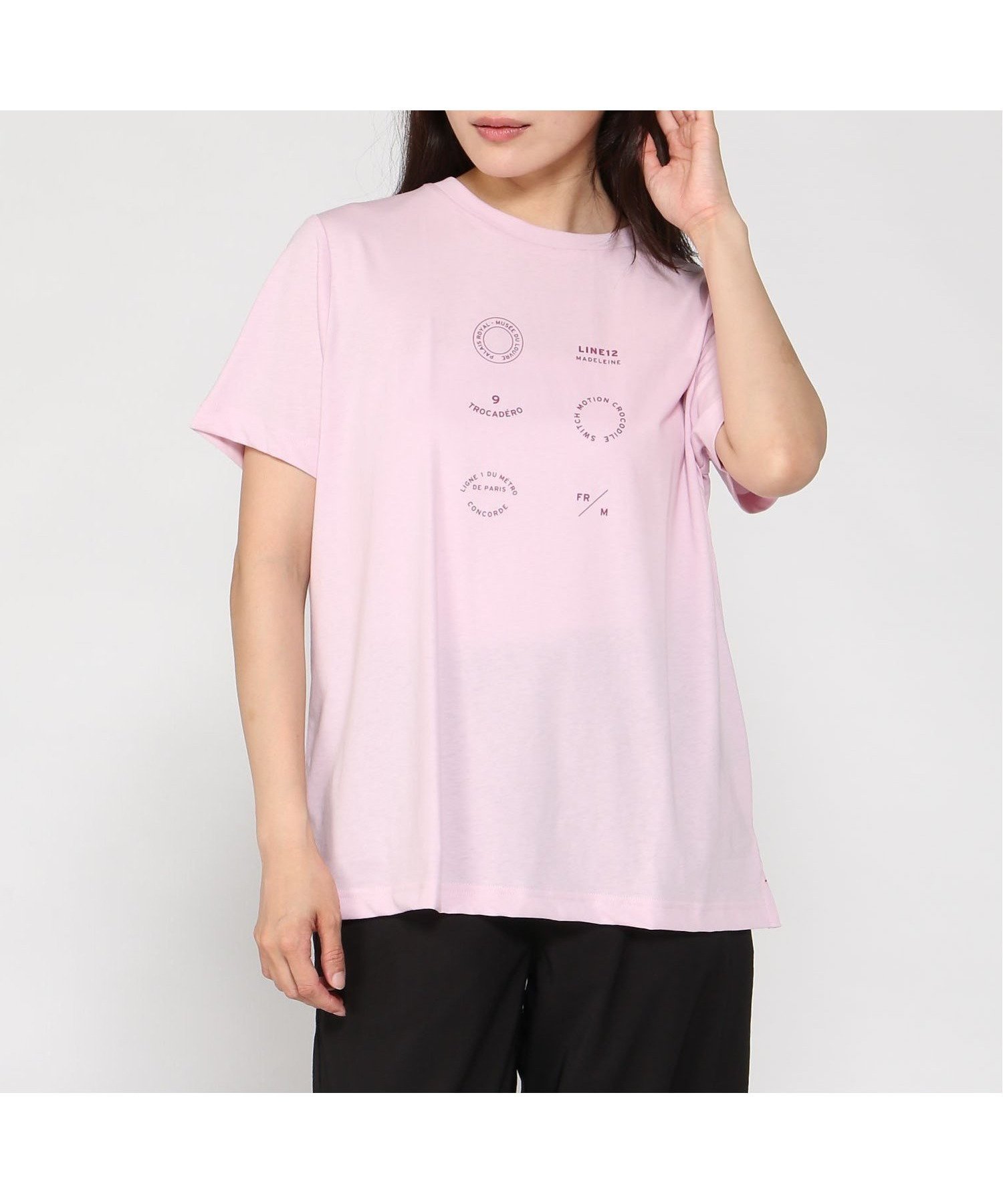 【クロコダイル/CROCODILE】のスノーコットン プリント Tシャツ【接触冷感】 インテリア・キッズ・メンズ・レディースファッション・服の通販 founy(ファニー) 　ファッション　Fashion　レディースファッション　Fashion for Women　トップス・カットソー　Cut & Sew Tops　シャツ・ブラウス・オフィスカジュアル　Elegant Blouses & Button-Ups　ロングTシャツ・Tシャツ　Longline T-Shirts & Tees　プリント　Print, Printed Pattern　モチーフ　Motif, Design Theme　半袖　Short Sleeve, Half Sleeve　ピンク|ID: prp329100004659552 ipo3291000000033721981