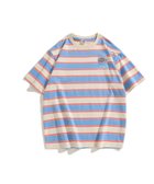 【アイモハ/aimoha】のHOOK -original-/ワッペン刺繍入り配色ボーダー半袖TEE 人気、トレンドファッション・服の通販 founy(ファニー) ファッション Fashion レディースファッション Fashion for Women トップス・カットソー Cut & Sew Tops おすすめ Recommended / Our Picks トレンド Trend, Trending Now フロント Front, Front Design ボーダー Border, Stripe 人気 Popular, Best Seller 半袖 Short Sleeve, Half Sleeve 定番 Standard, Basic Item thumbnail ブルー|ID: prp329100004659620 ipo3291000000033912534